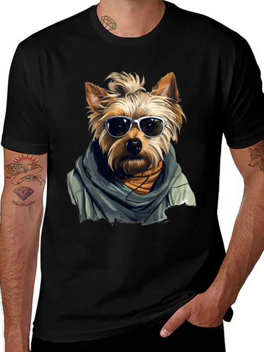 Cool Dog Graphic Tee - Stylish Yorkie in Sunglasses