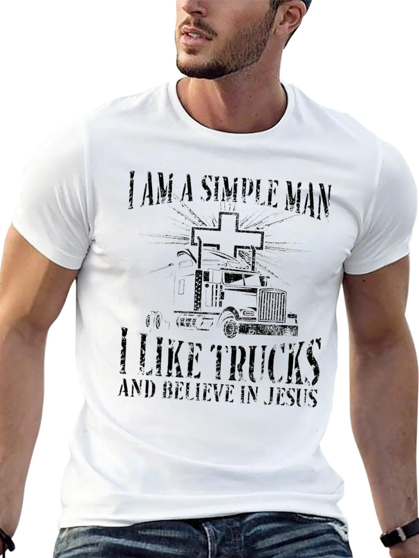 Simple Man Trucker Jesus T-Shirt - Black