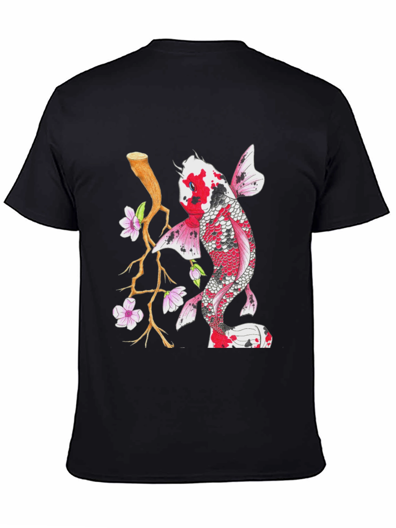 Koi Fish Graphic Tee - Stylish Mens Black T-Shirt