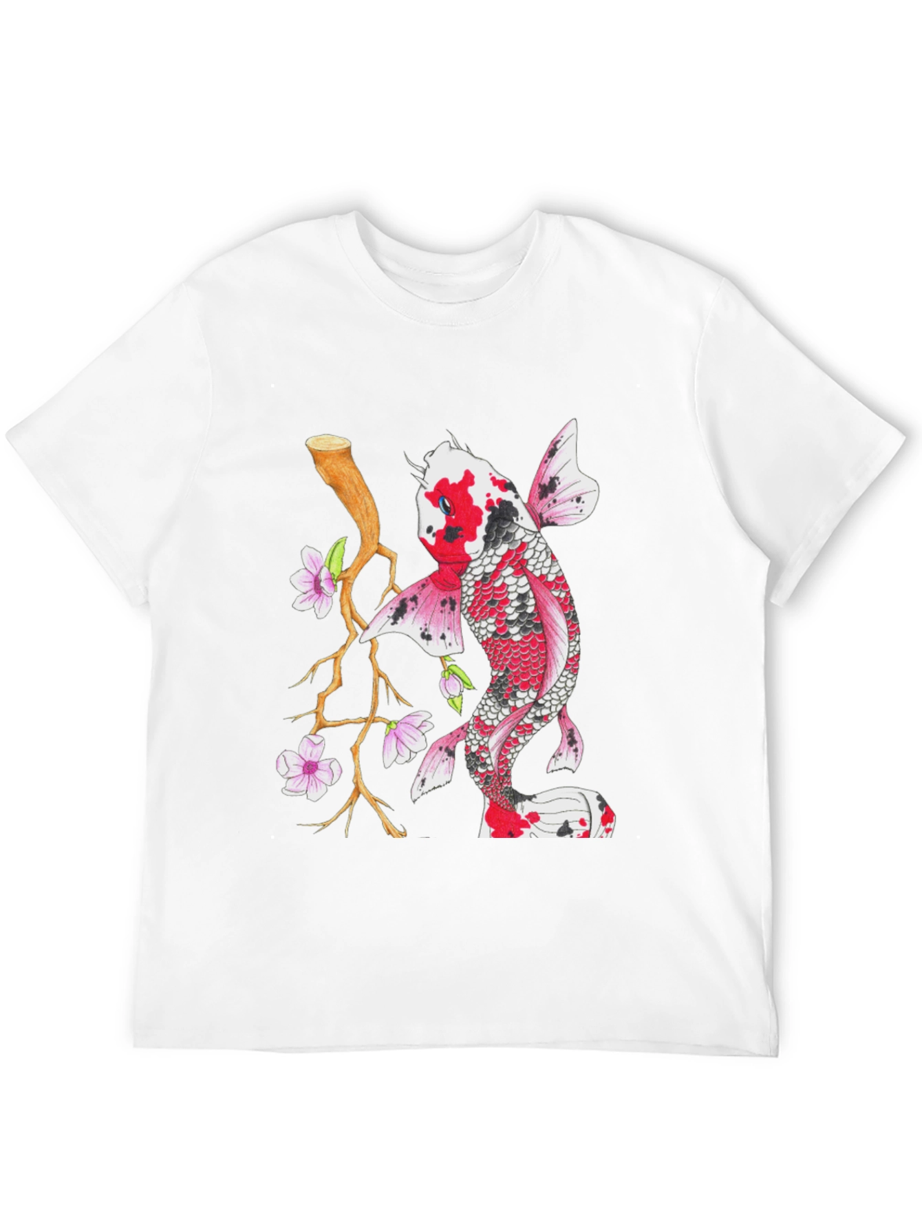 Koi Fish Graphic Tee - Stylish Mens Black T-Shirt