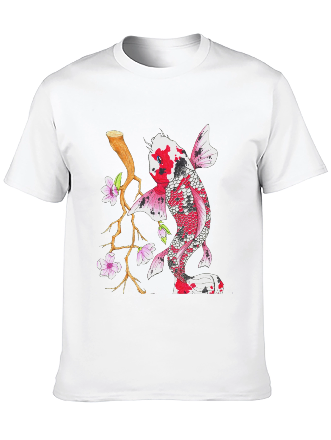 Koi Fish Graphic Tee - Stylish Mens Black T-Shirt