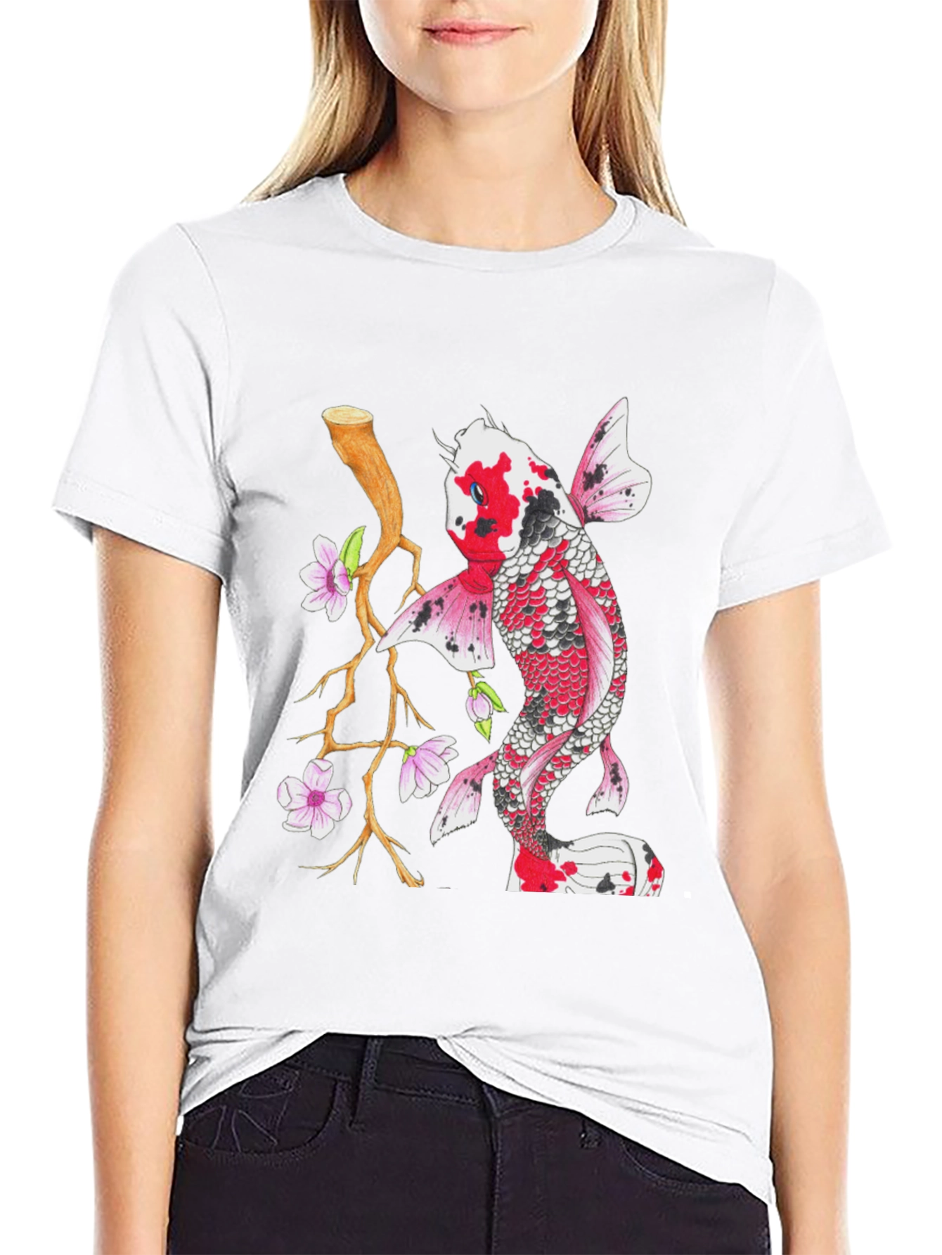 Koi Fish Graphic Tee - Stylish Mens Black T-Shirt