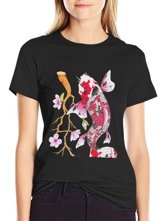 Koi Fish Graphic Tee - Stylish Mens Black T-Shirt