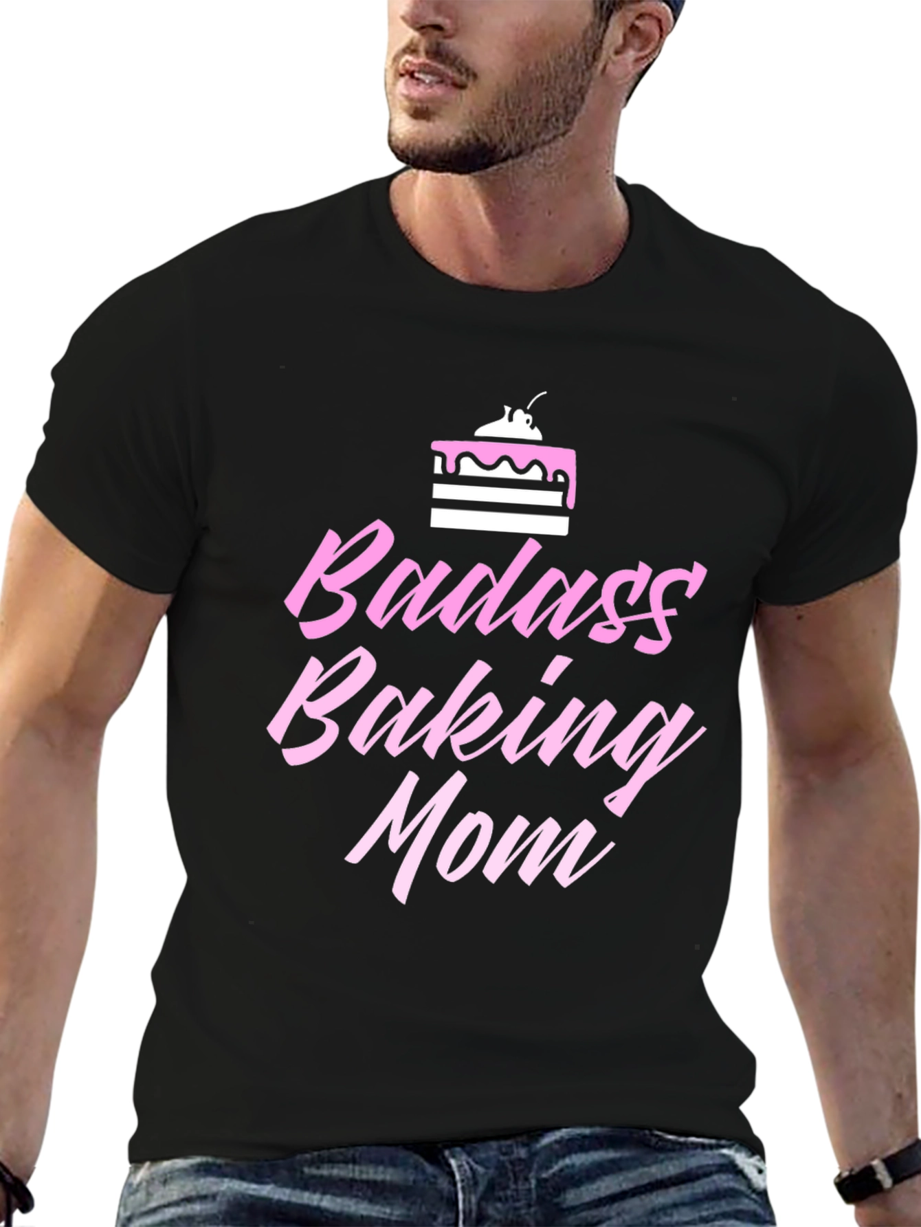 Badass Baking Mom Graphic Tee - Black Cotton Shirt