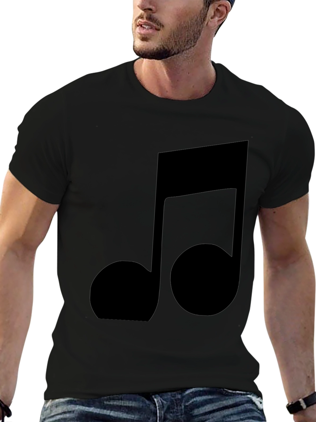 Musical Note Graphic Black T-Shirt