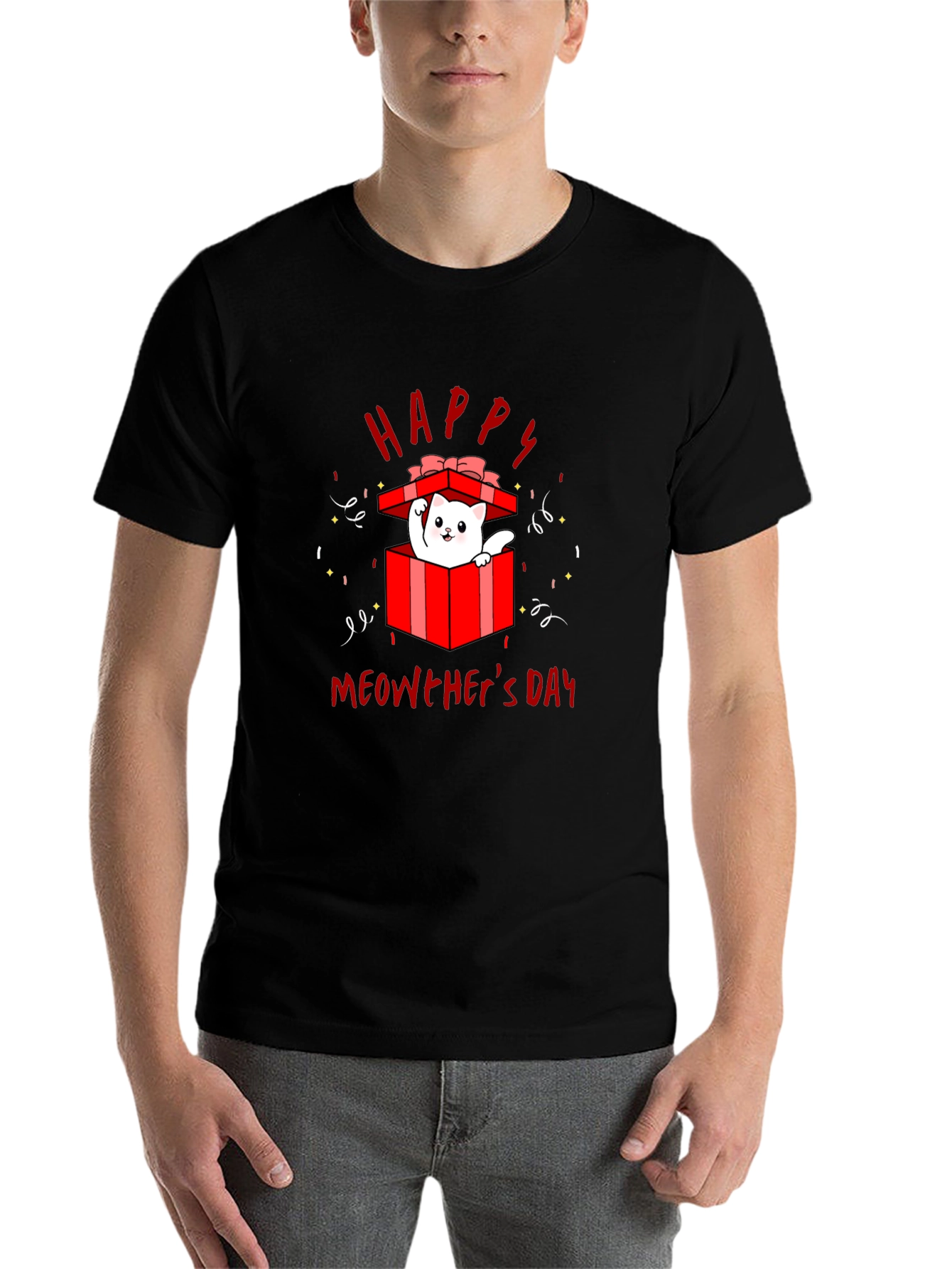 Happy Meowthers Day T-Shirt Cat In Gift Box