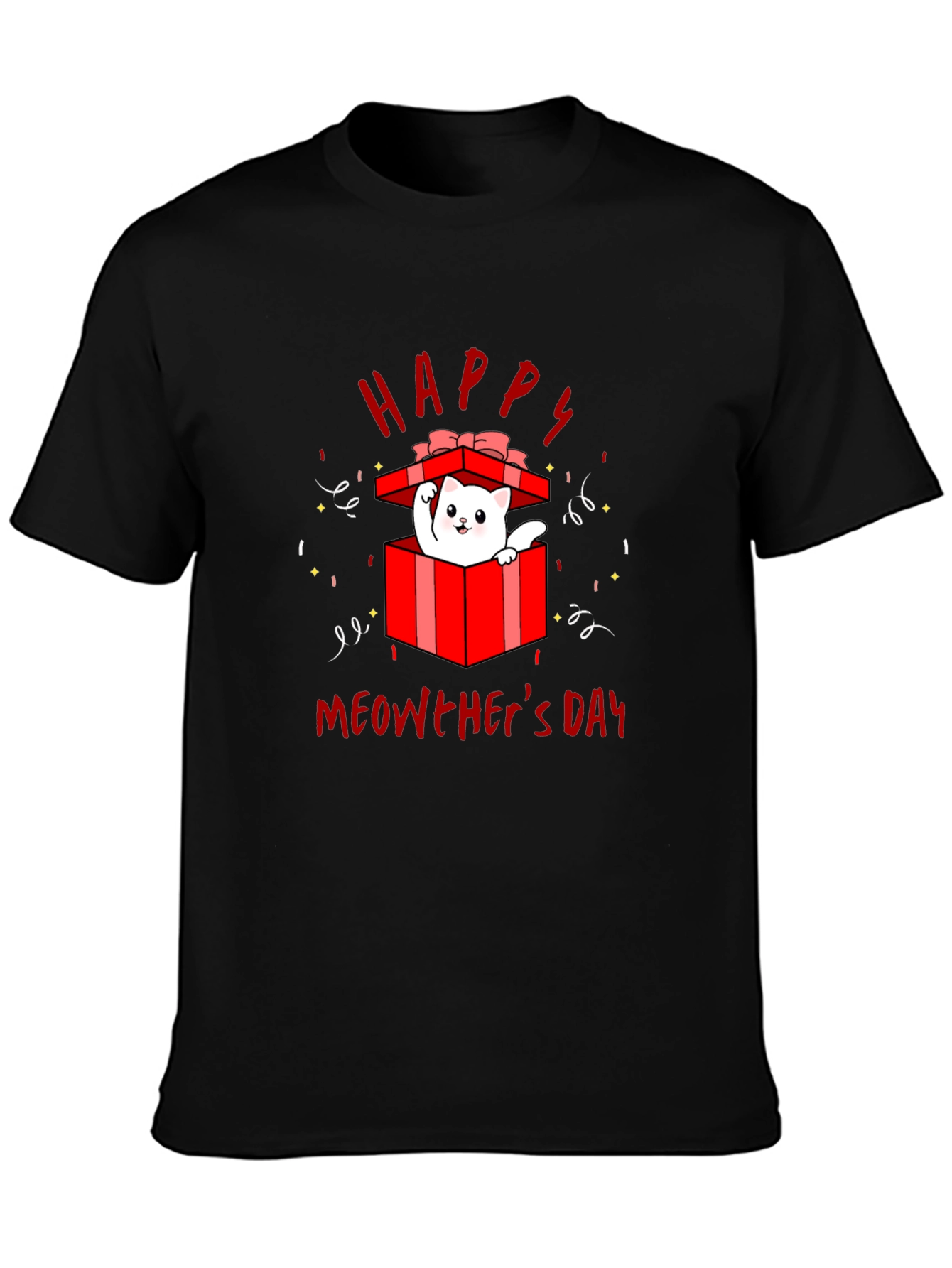 Happy Meowthers Day T-Shirt Cat In Gift Box