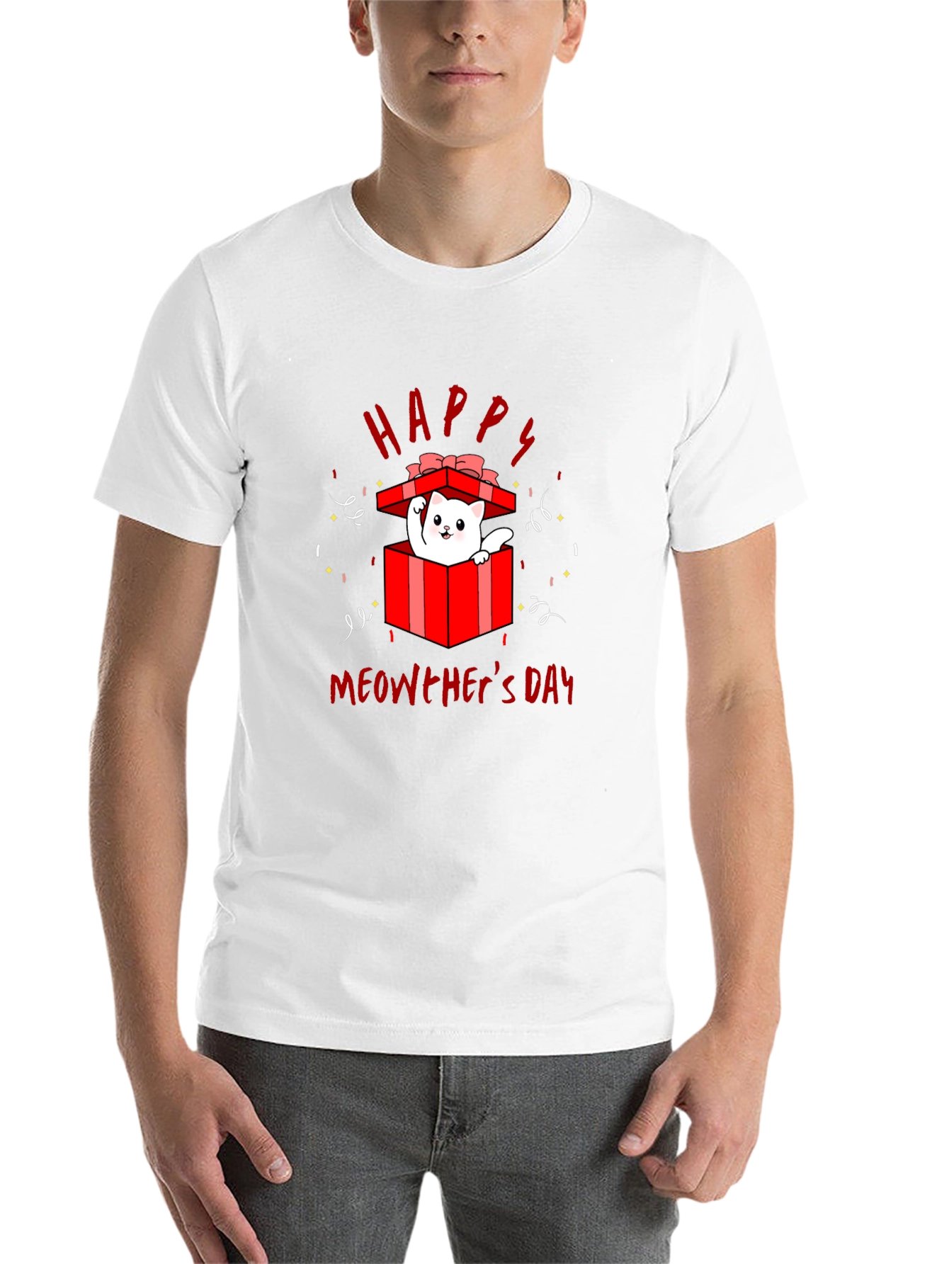 Happy Meowthers Day T-Shirt Cat In Gift Box