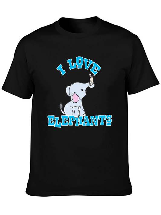 I Love Elephants T-Shirt - Cute Cartoon Design