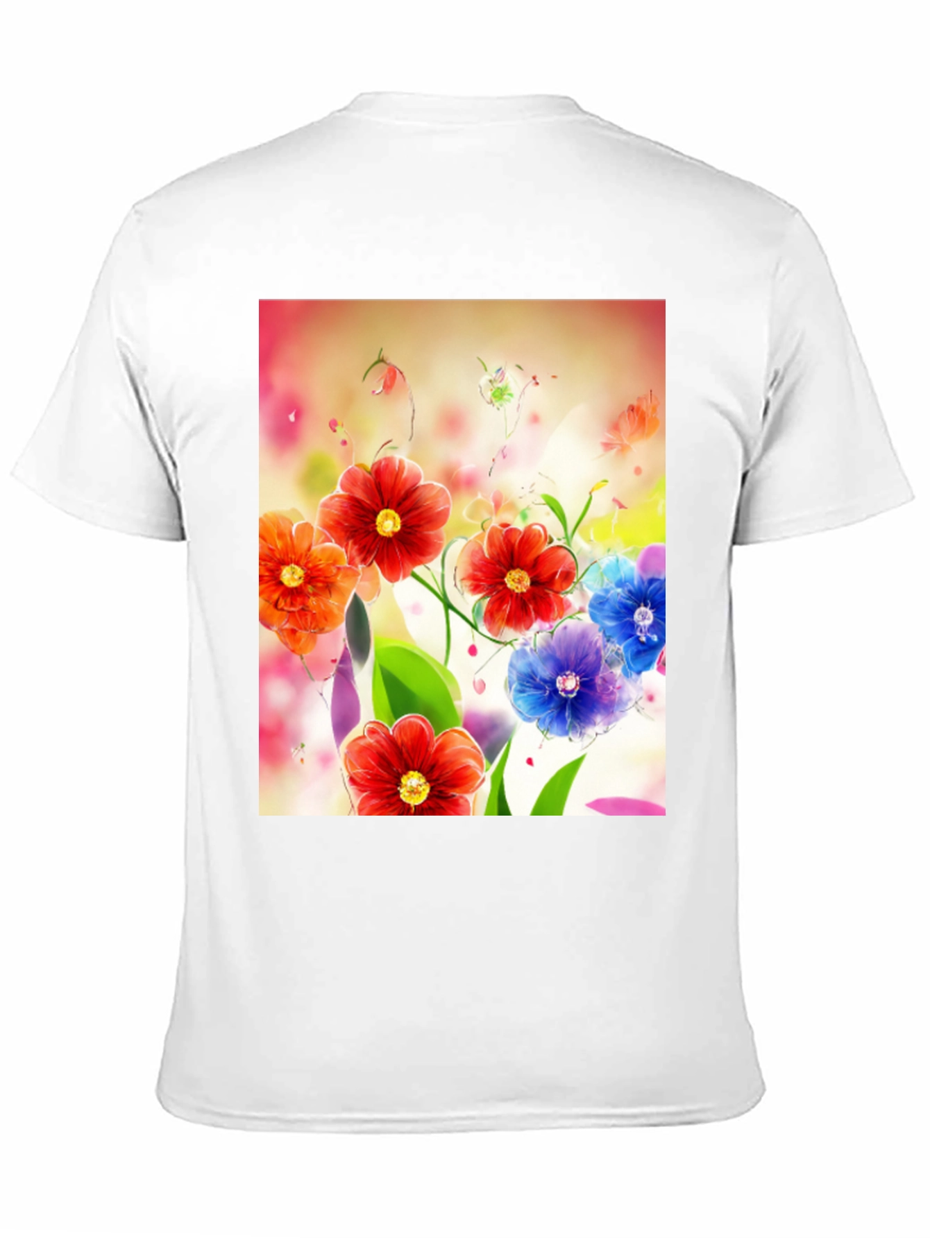 Floral Art Print Black T-Shirt