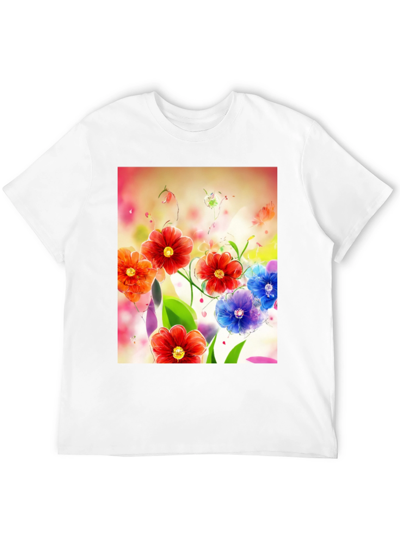 Floral Art Print Black T-Shirt