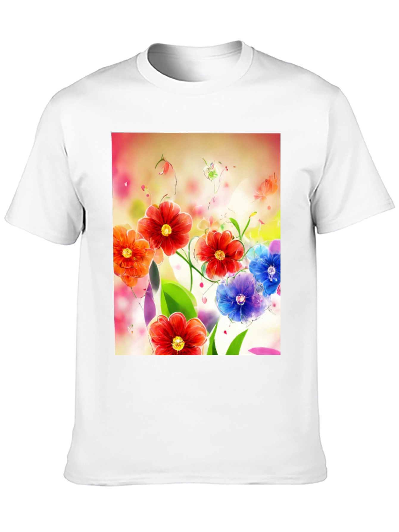 Floral Art Print Black T-Shirt
