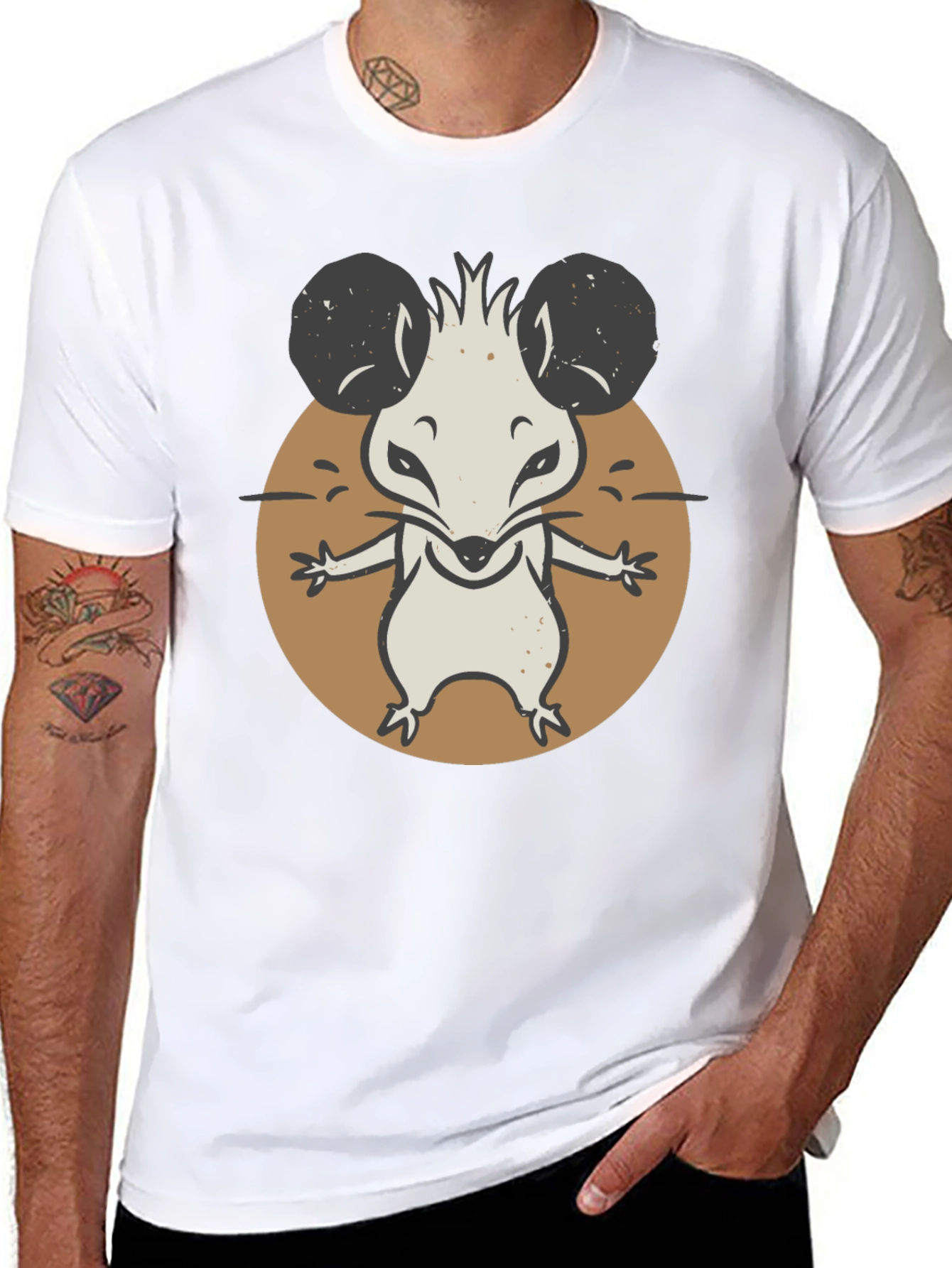 Cartoon Mouse Graphic Tee - Black Unisex T-Shirt