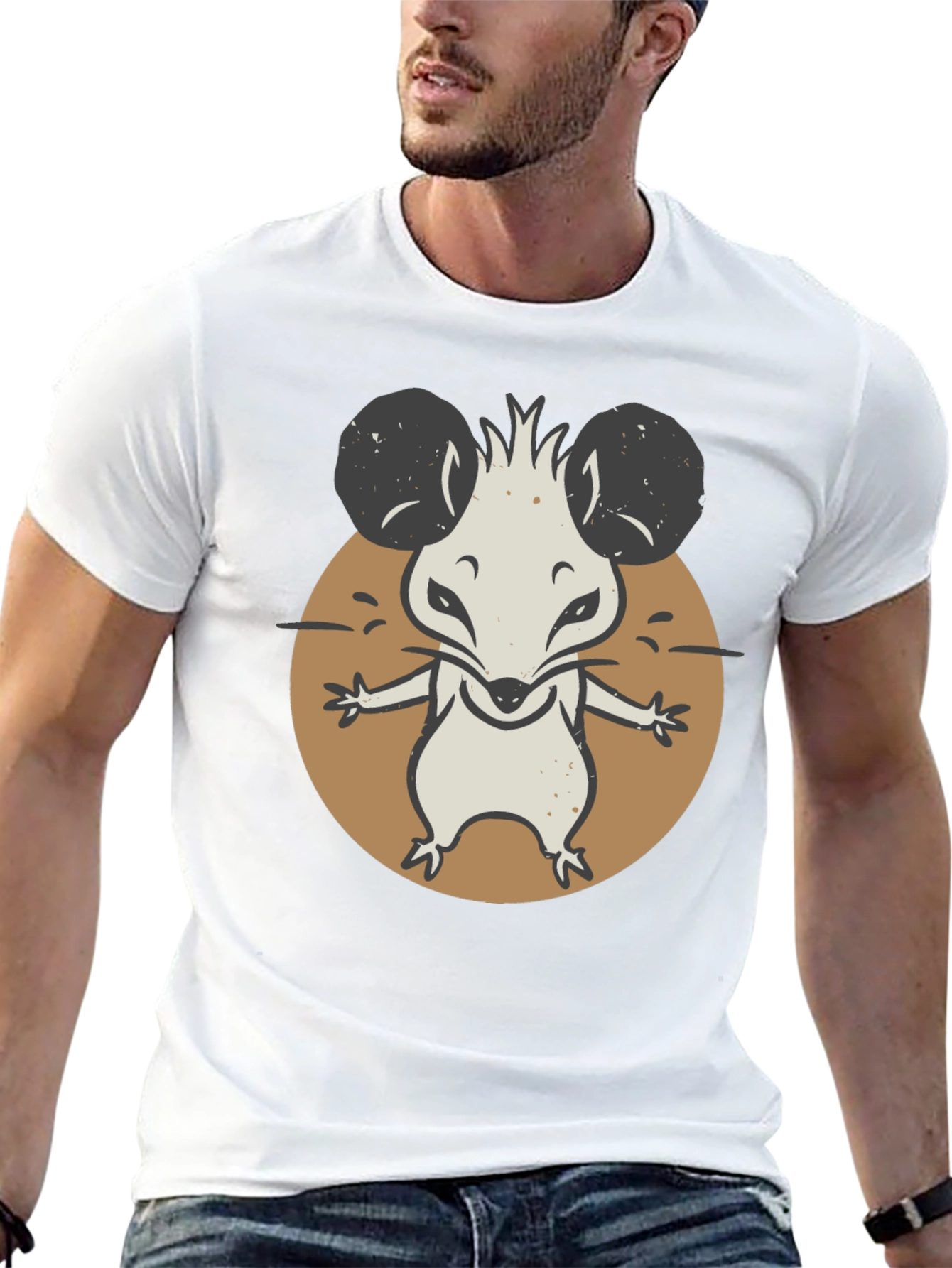 Cartoon Mouse Graphic Tee - Black Unisex T-Shirt