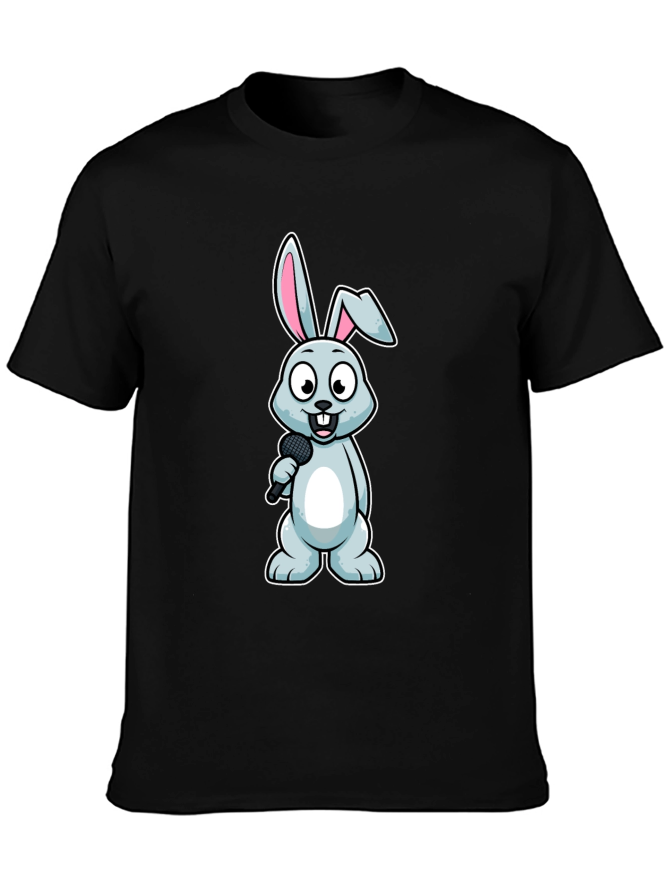 Bunny Singer T-Shirt - Black Cotton Tee