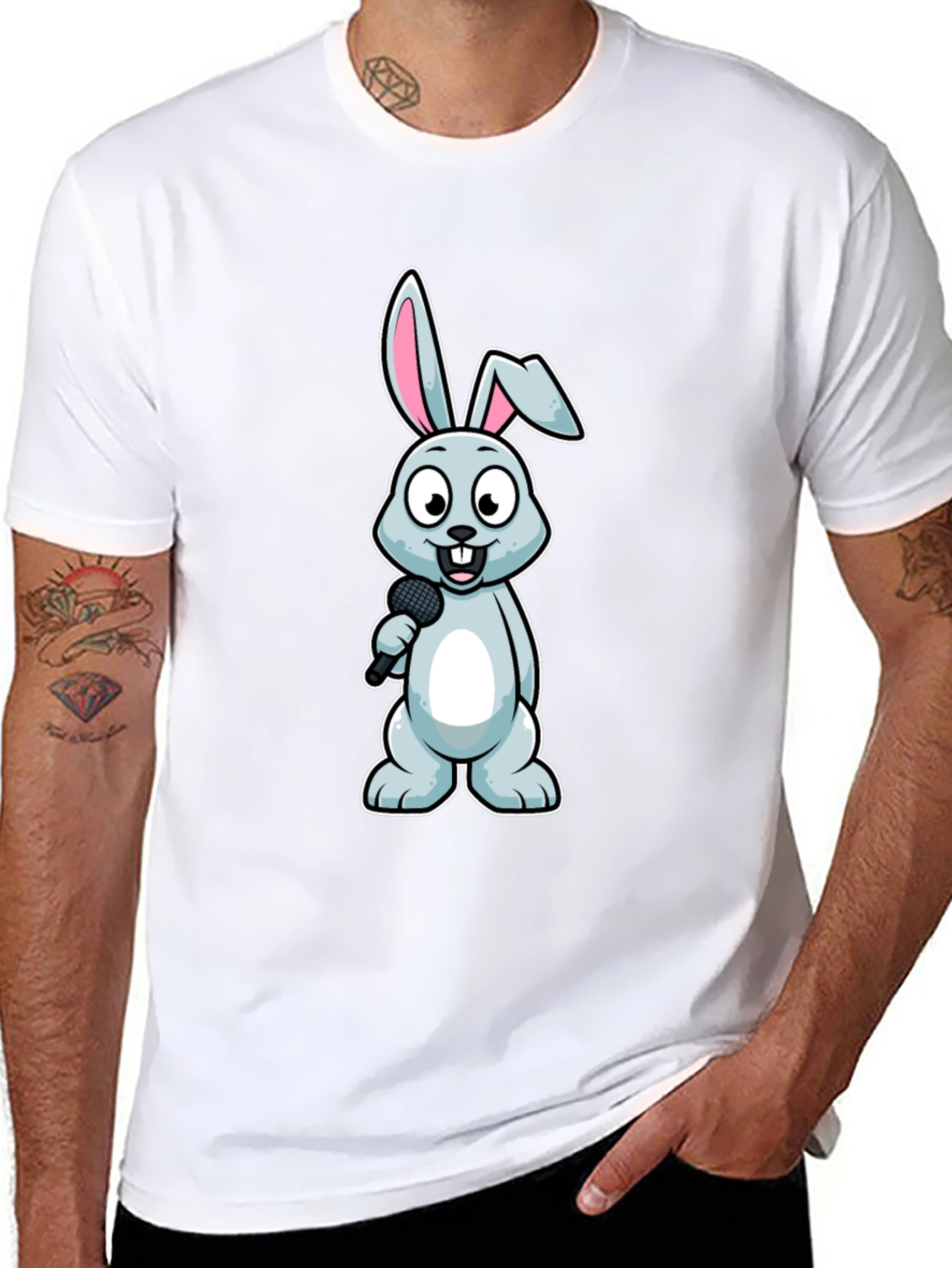Bunny Singer T-Shirt - Black Cotton Tee