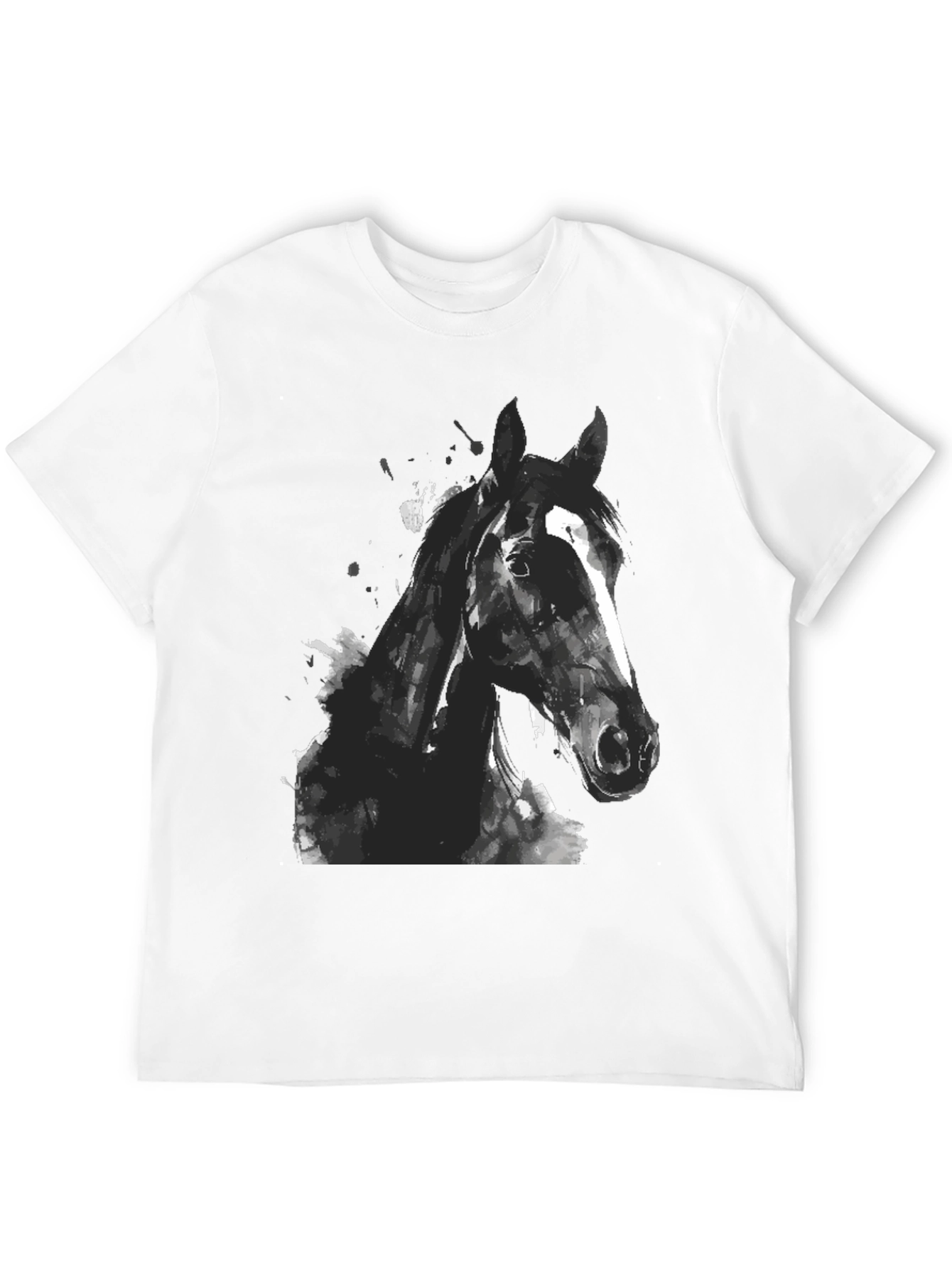 Black Horse Graphic Print Mens T-Shirt