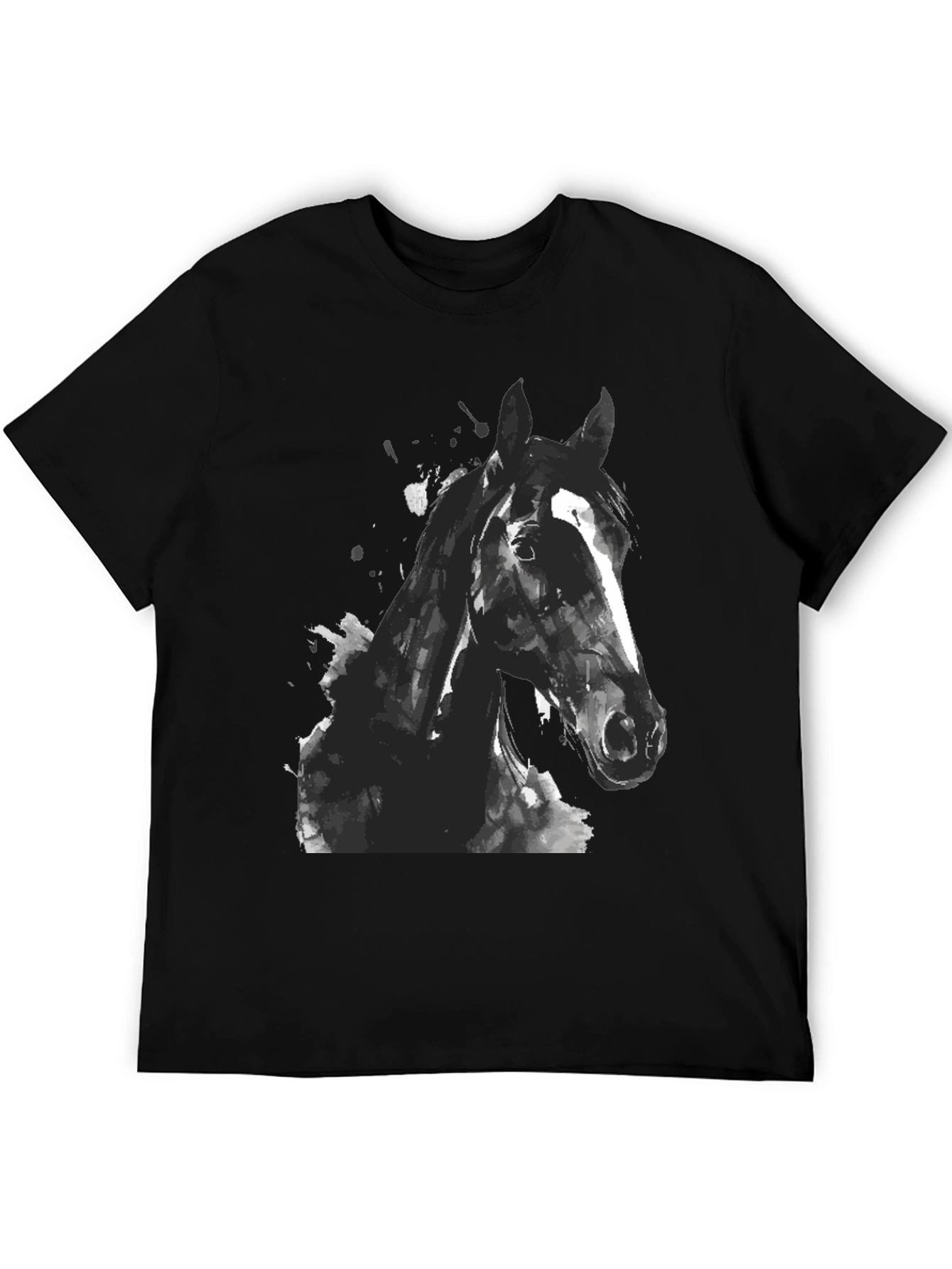 Black Horse Graphic Print Mens T-Shirt