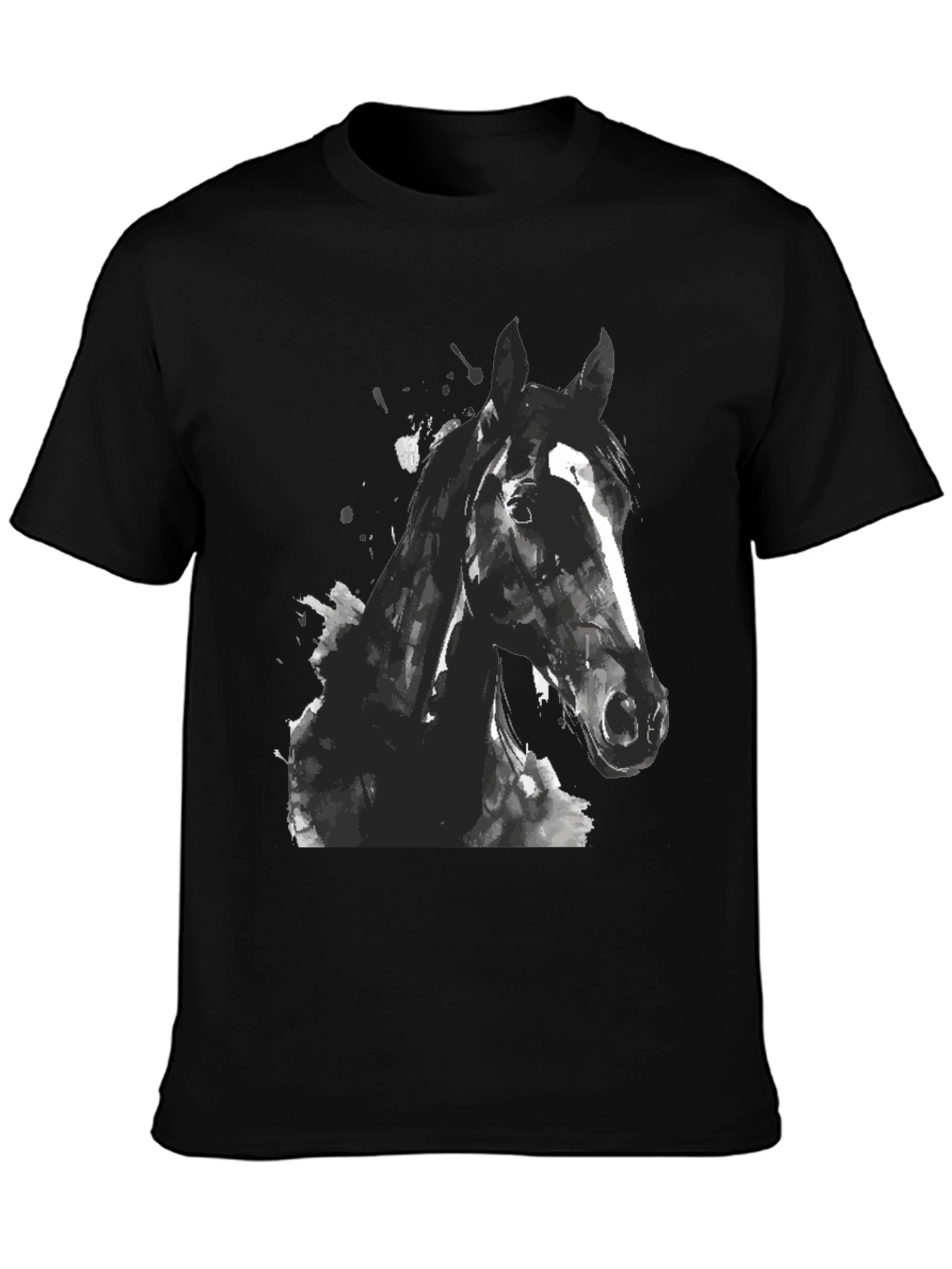 Black Horse Graphic Print Mens T-Shirt