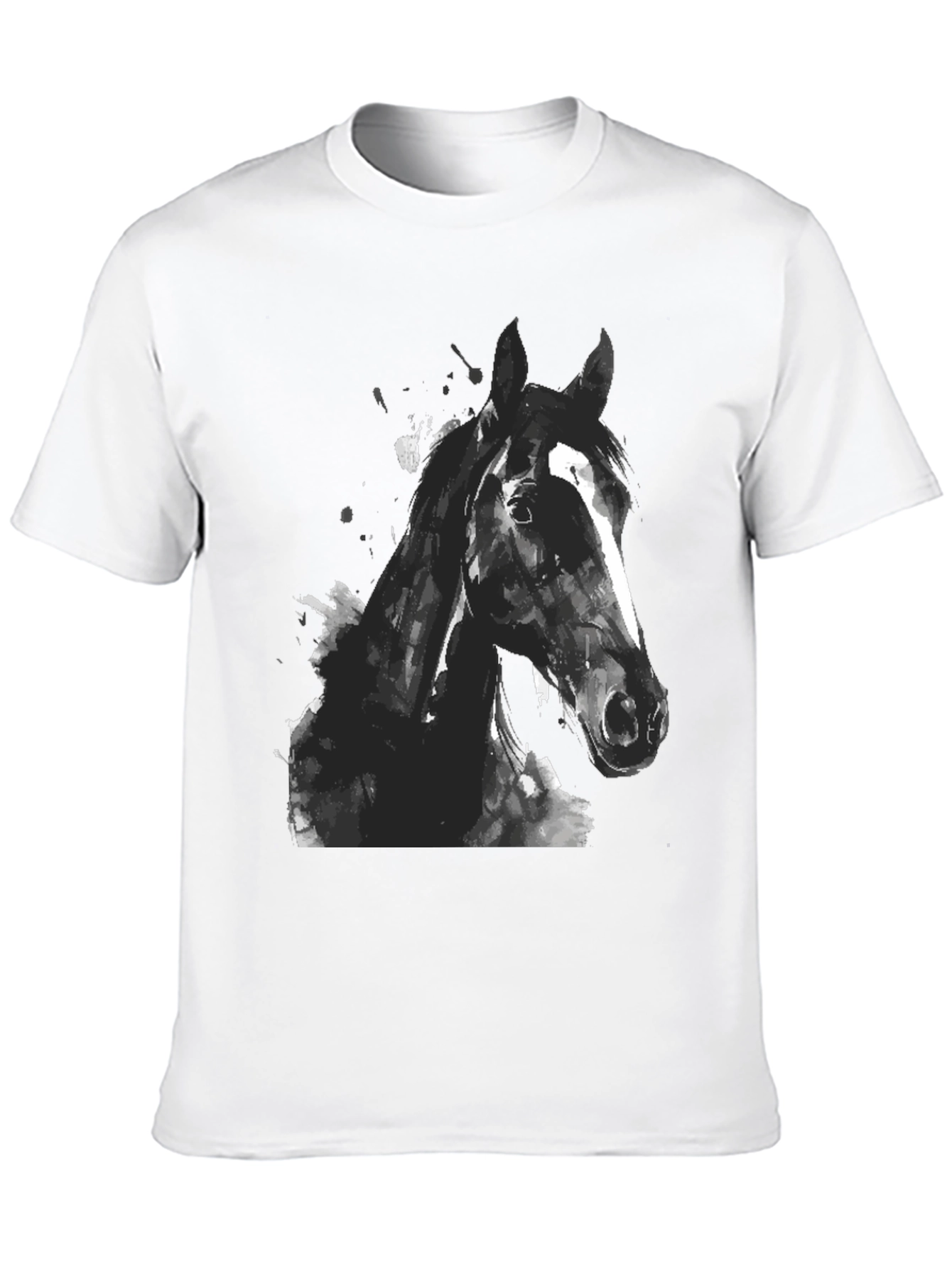 Black Horse Graphic Print Mens T-Shirt