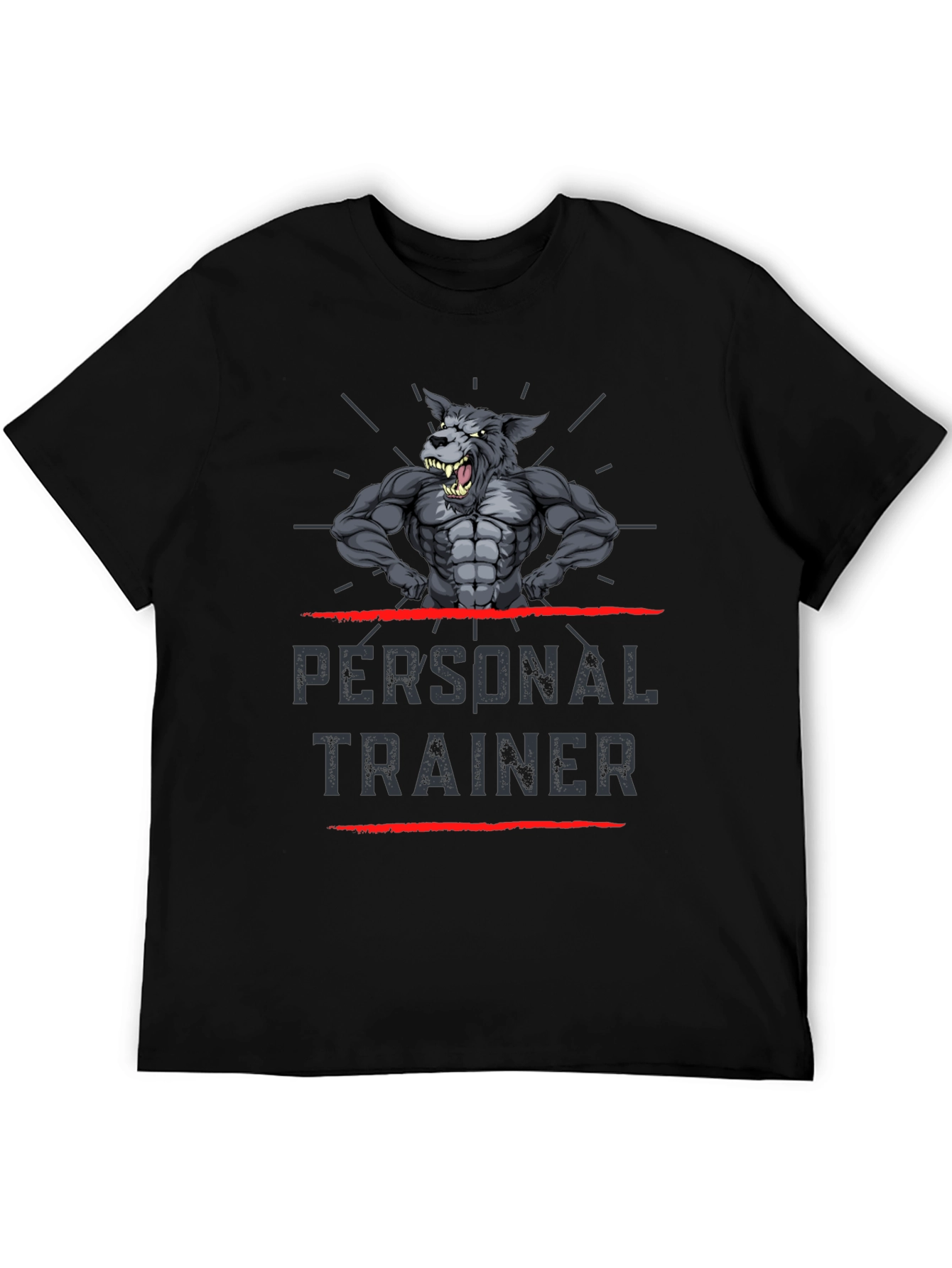 Personal Trainer Wolf Graphic T-Shirt - Black