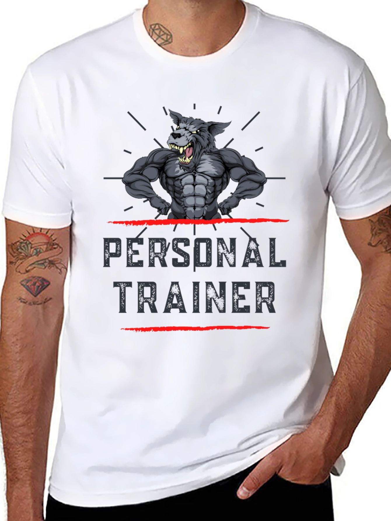 Personal Trainer Wolf Graphic T-Shirt - Black