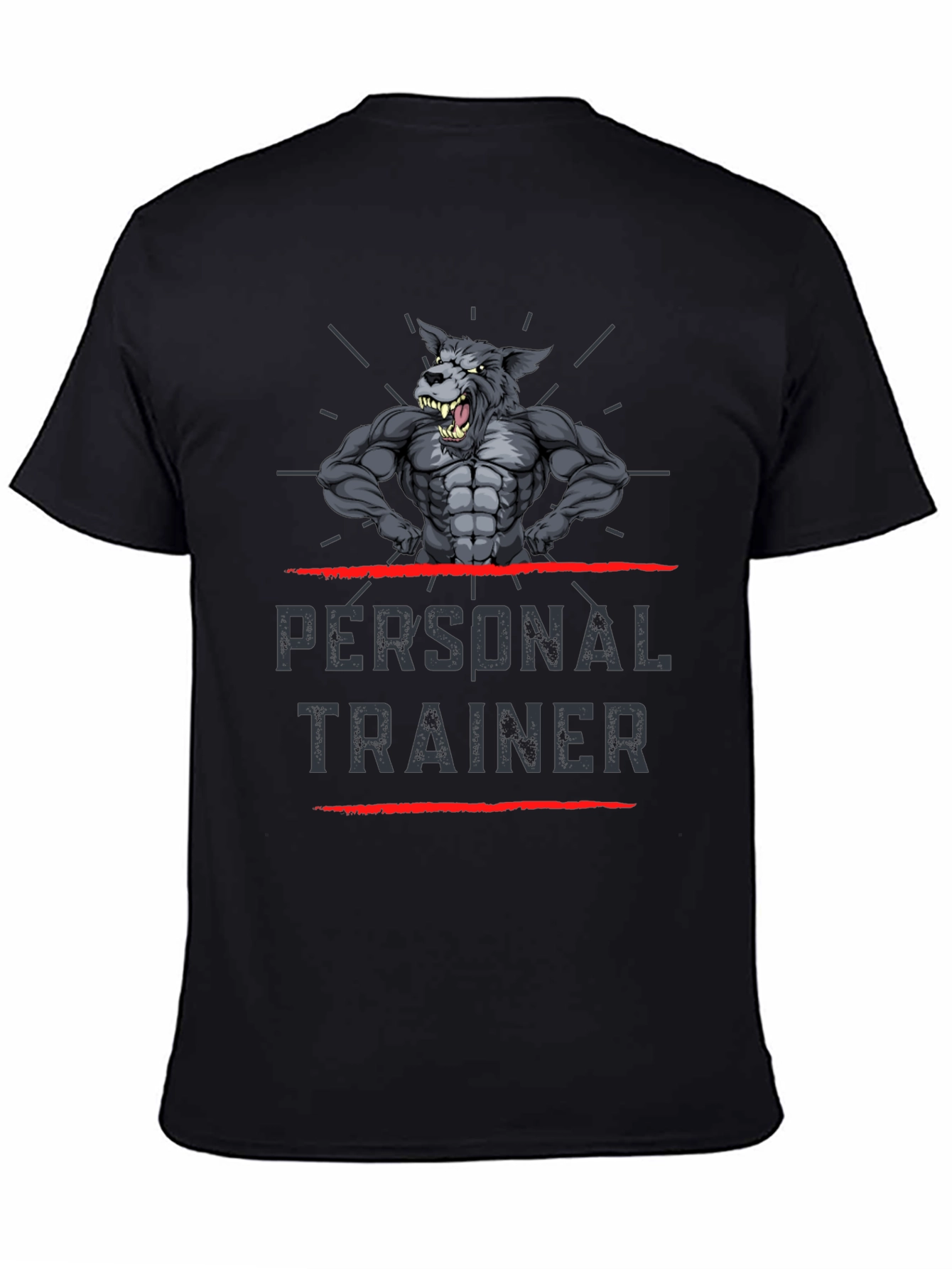 Personal Trainer Wolf Graphic T-Shirt - Black