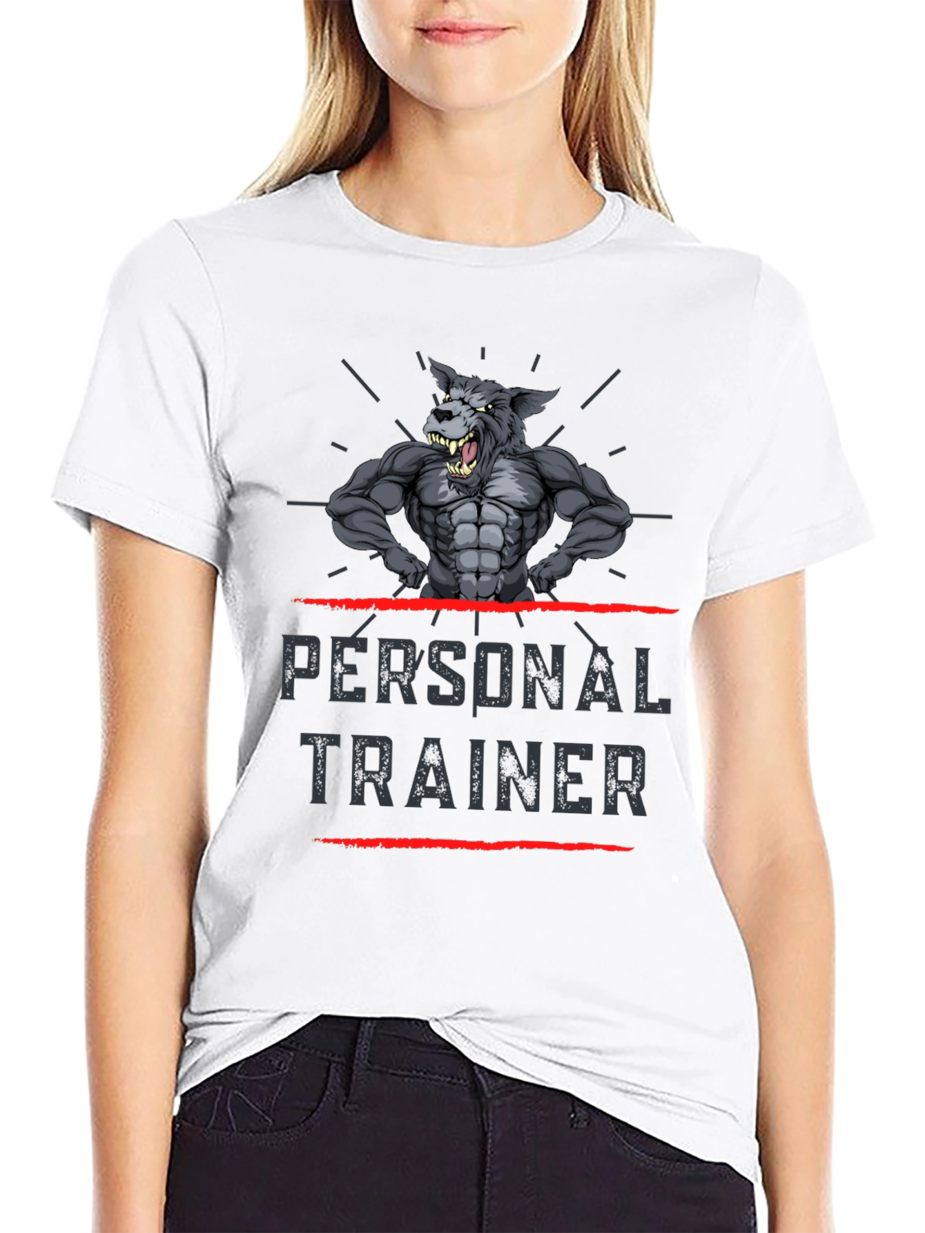 Personal Trainer Wolf Graphic T-Shirt - Black