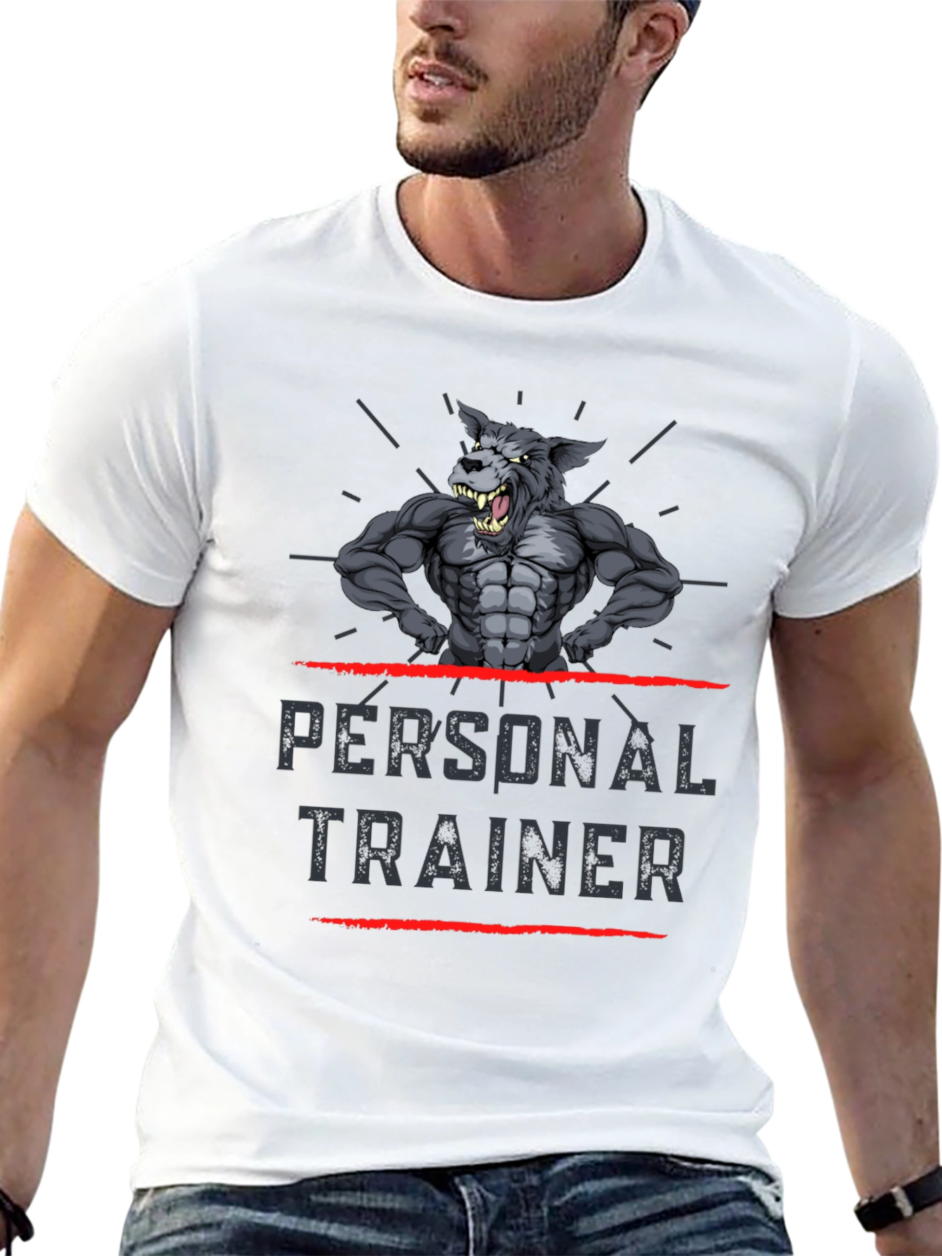 Personal Trainer Wolf Graphic T-Shirt - Black
