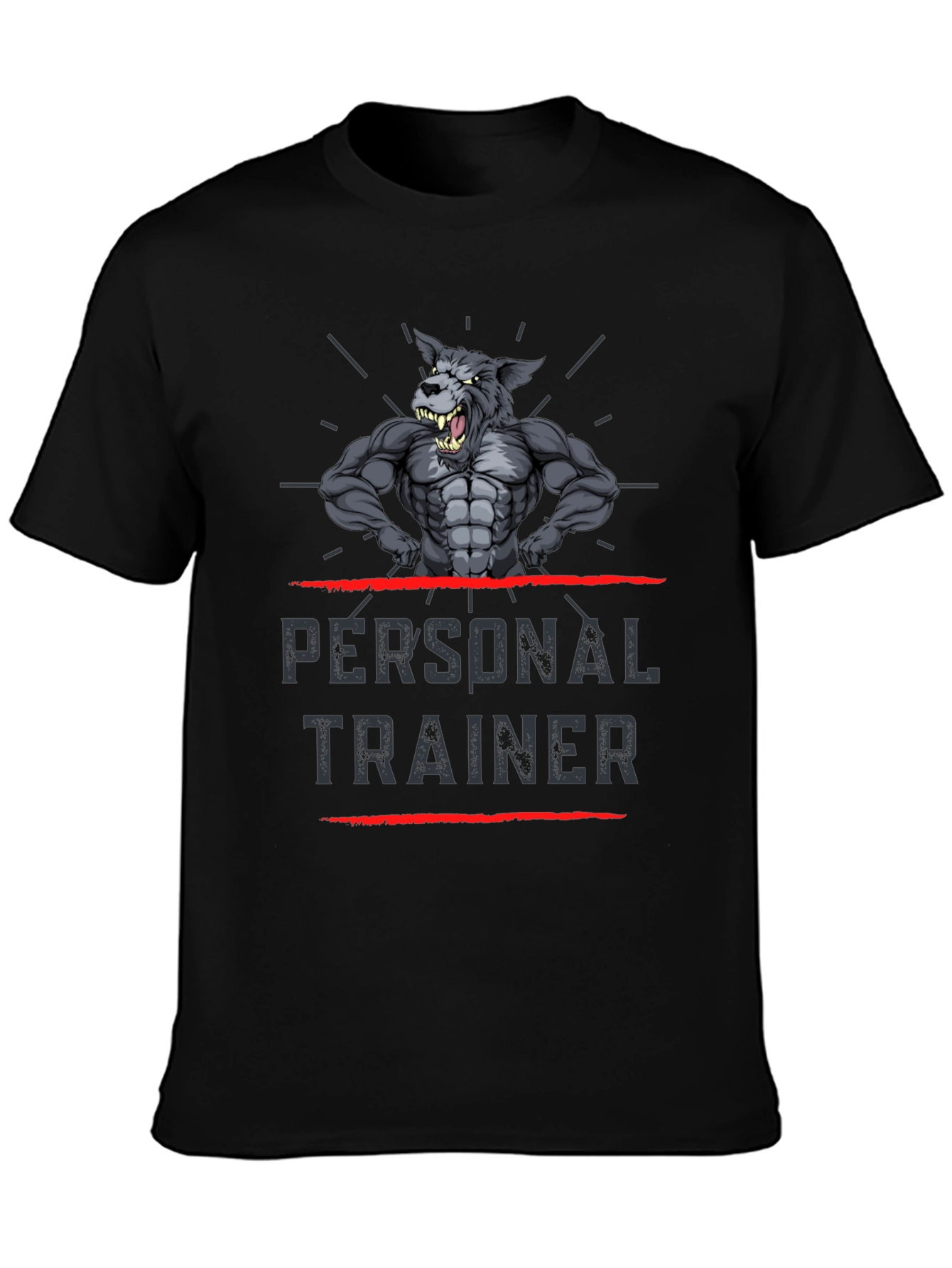 Personal Trainer Wolf Graphic T-Shirt - Black