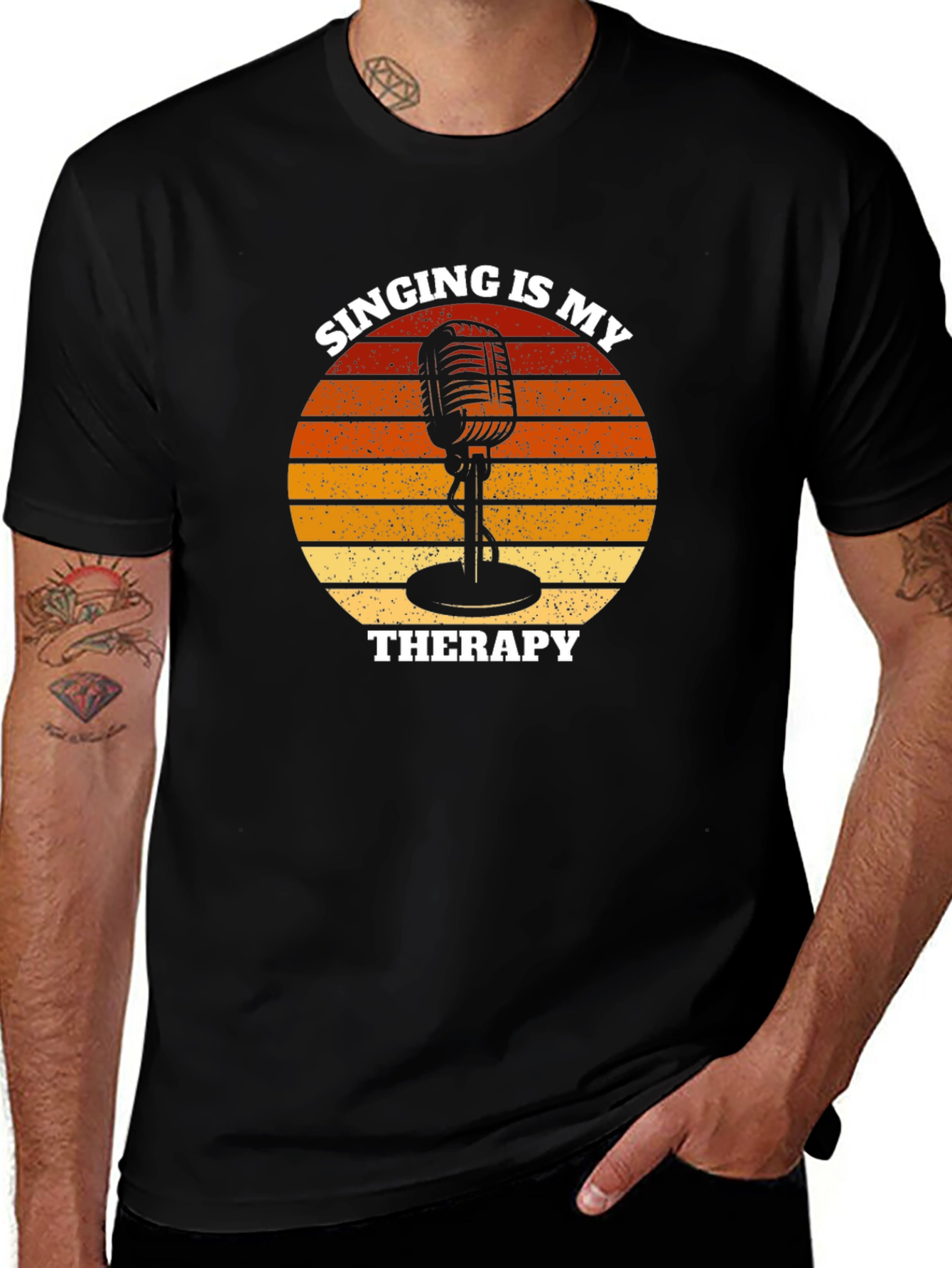 Singing is My Therapy T-Shirt - Retro Microphone Design