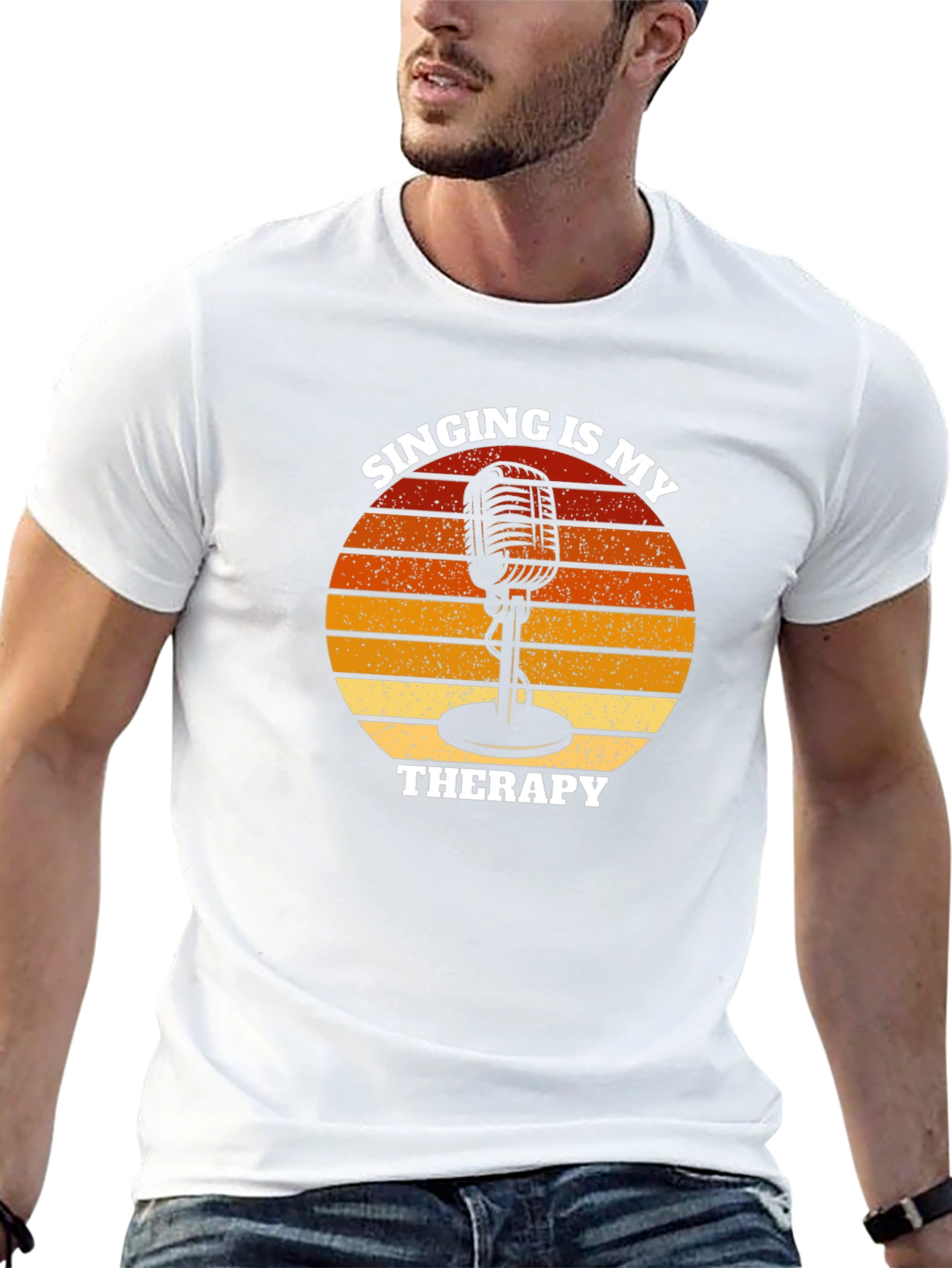 Singing is My Therapy T-Shirt - Retro Microphone Design