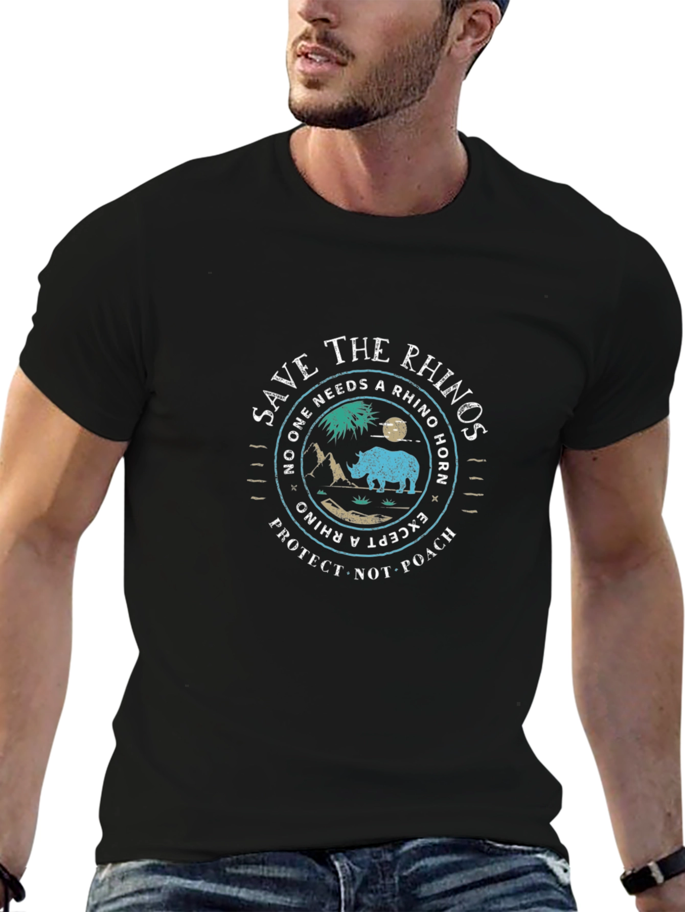 Save the Rhinos Graphic Tee - Protect Wildlife