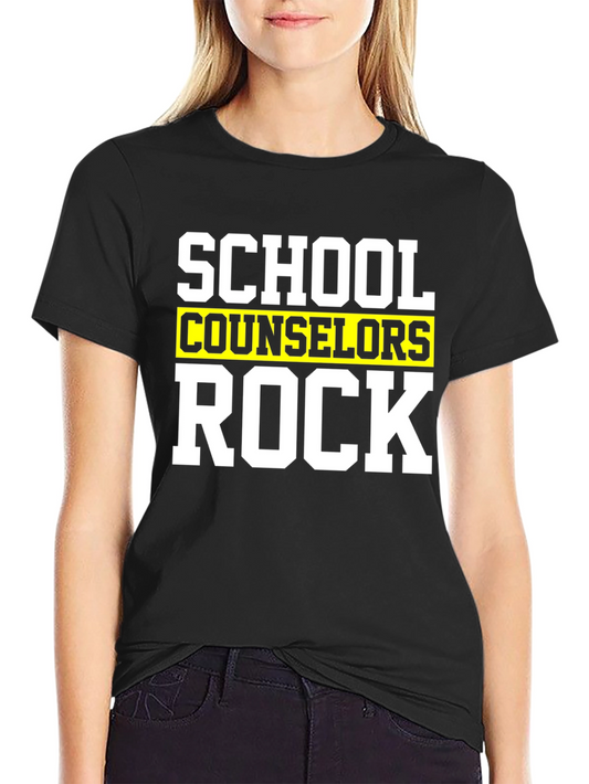 School Counselors Rock T-Shirt - Black Cotton Tee