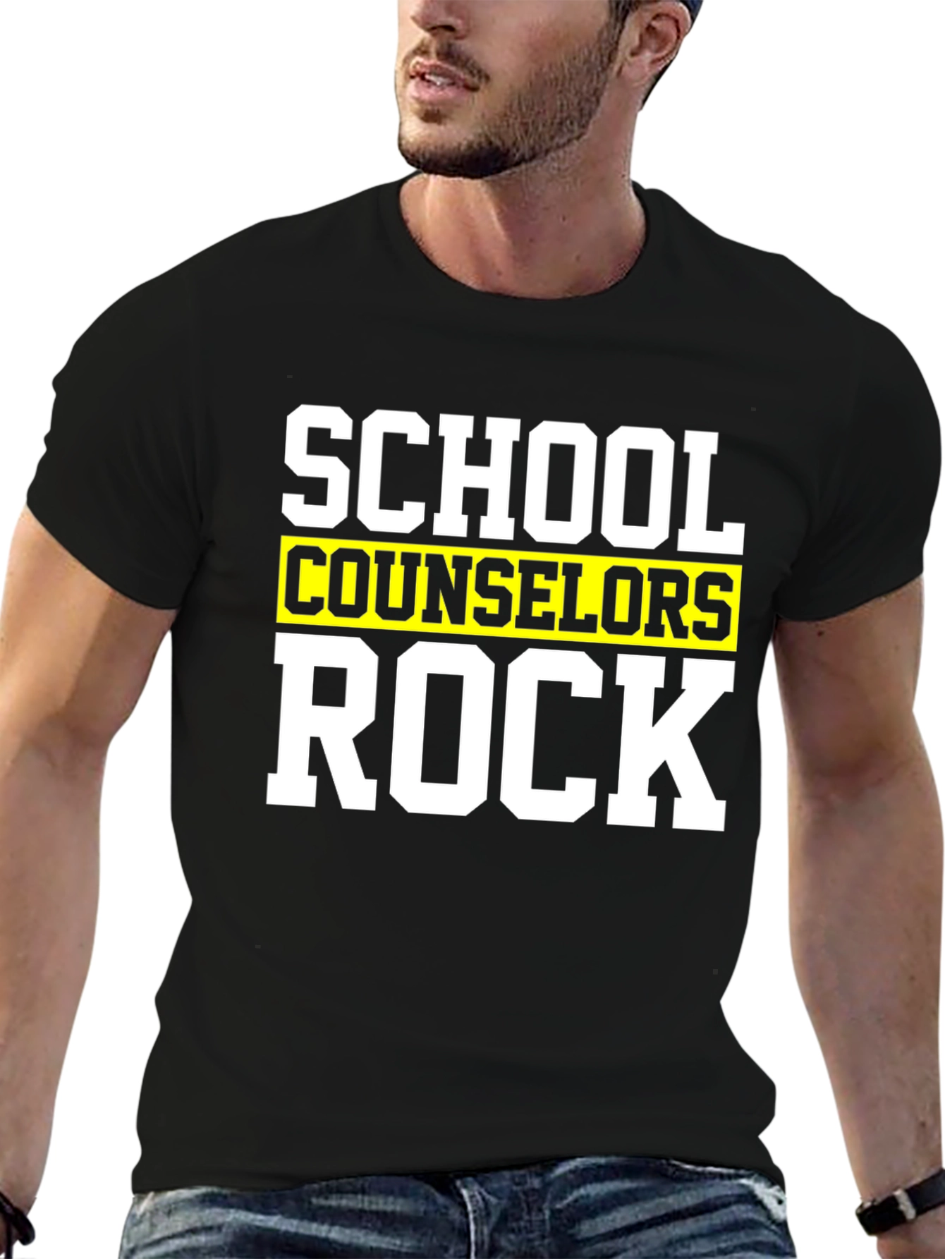School Counselors Rock T-Shirt - Black Cotton Tee