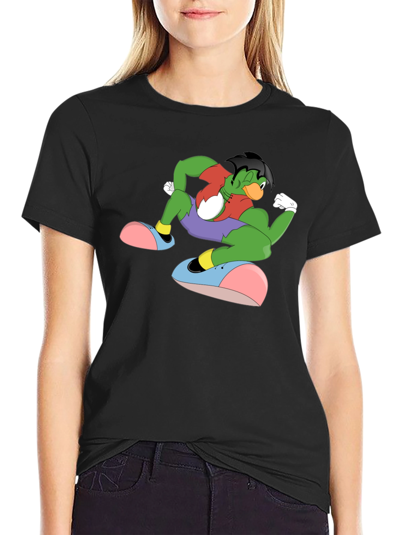 Cartoon Duck Mutant Black T-Shirt