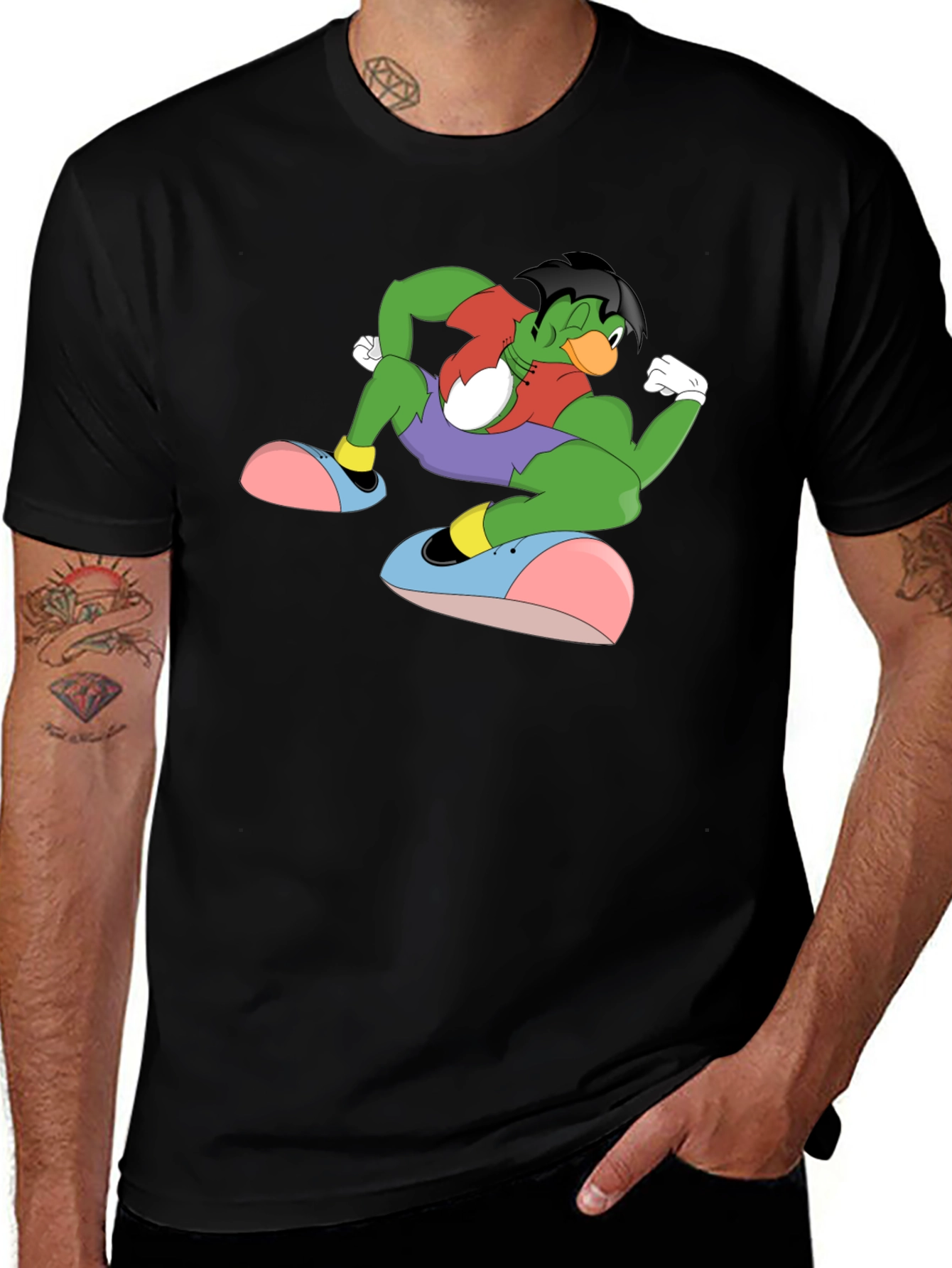 Cartoon Duck Mutant Black T-Shirt