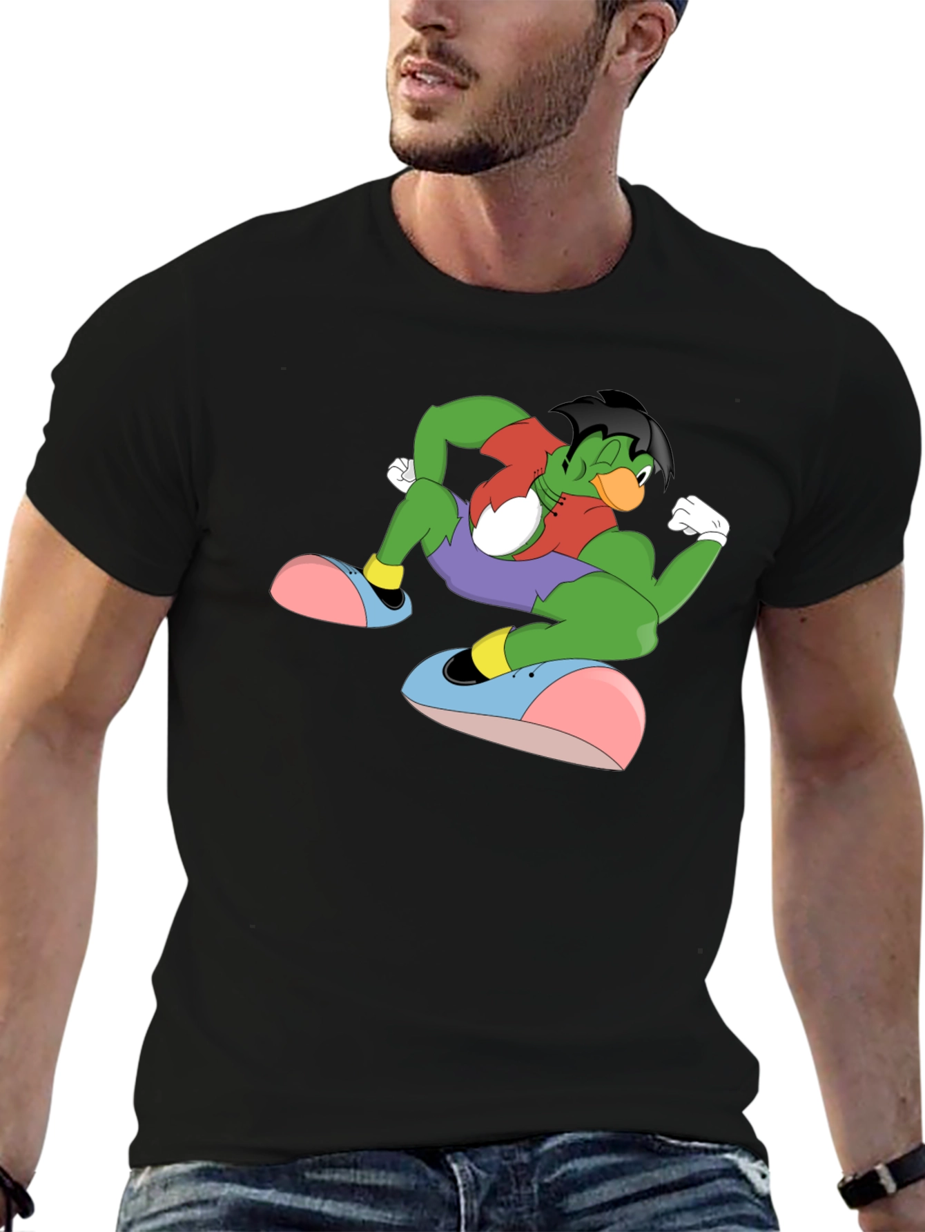 Cartoon Duck Mutant Black T-Shirt