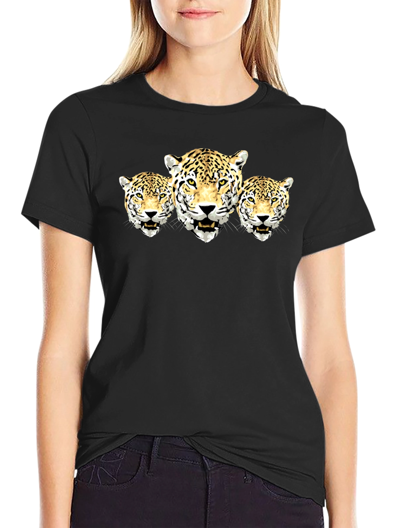 Jaguar Trio Graphic Tee - Black Cotton Shirt