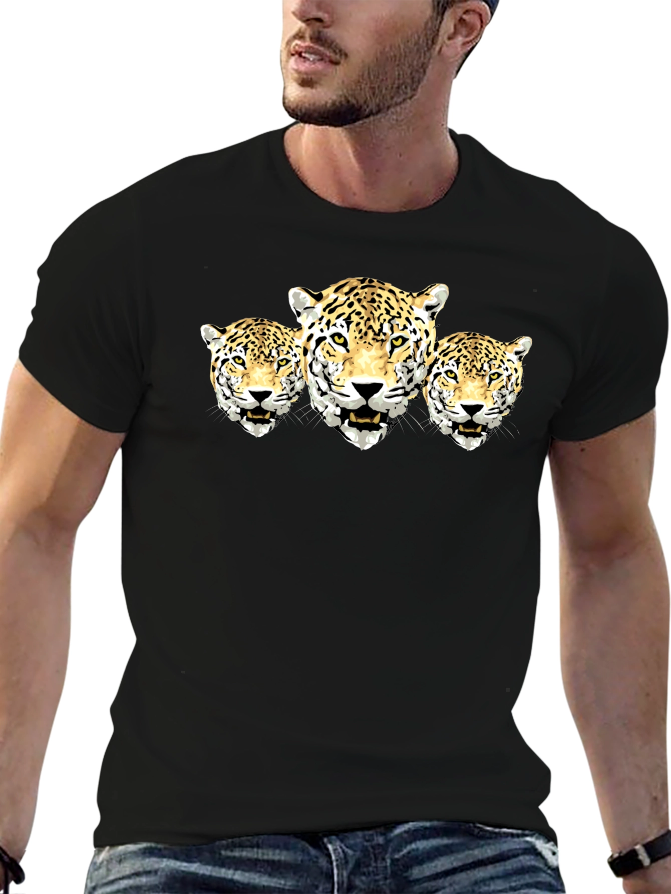 Jaguar Trio Graphic Tee - Black Cotton Shirt