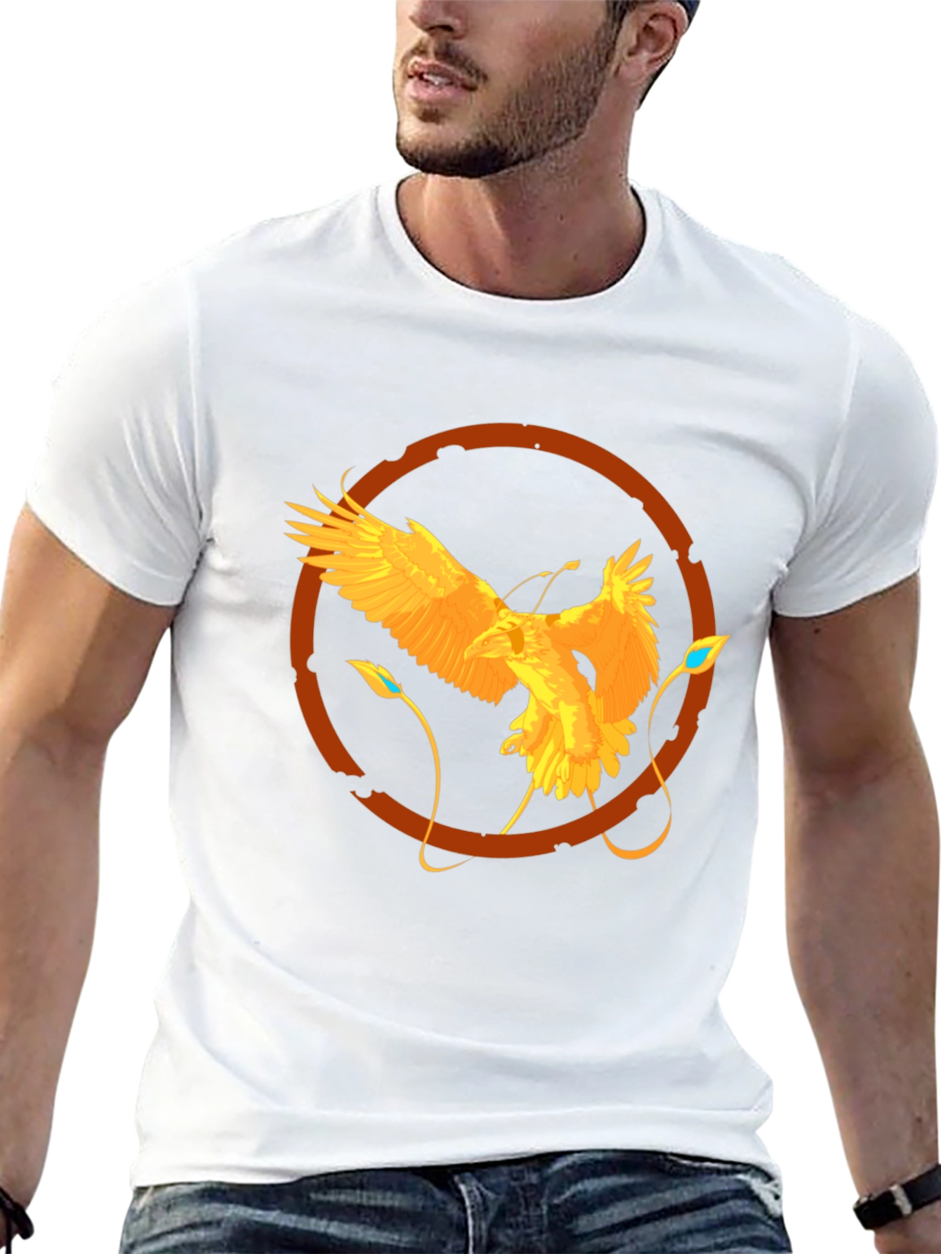 Raven Circle Graphic Tee - Stylish Mens Black T-Shirt