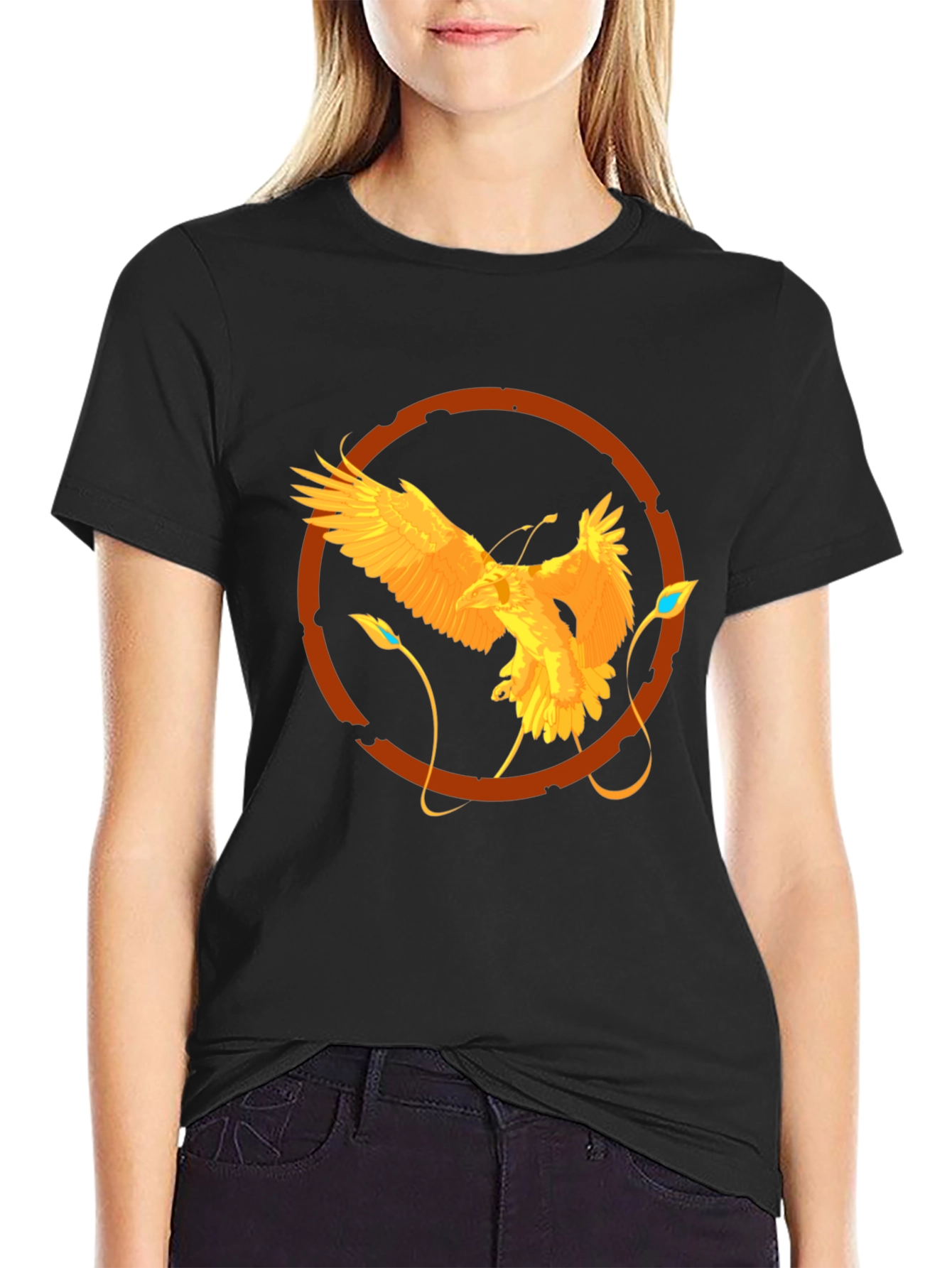 Raven Circle Graphic Tee - Stylish Mens Black T-Shirt