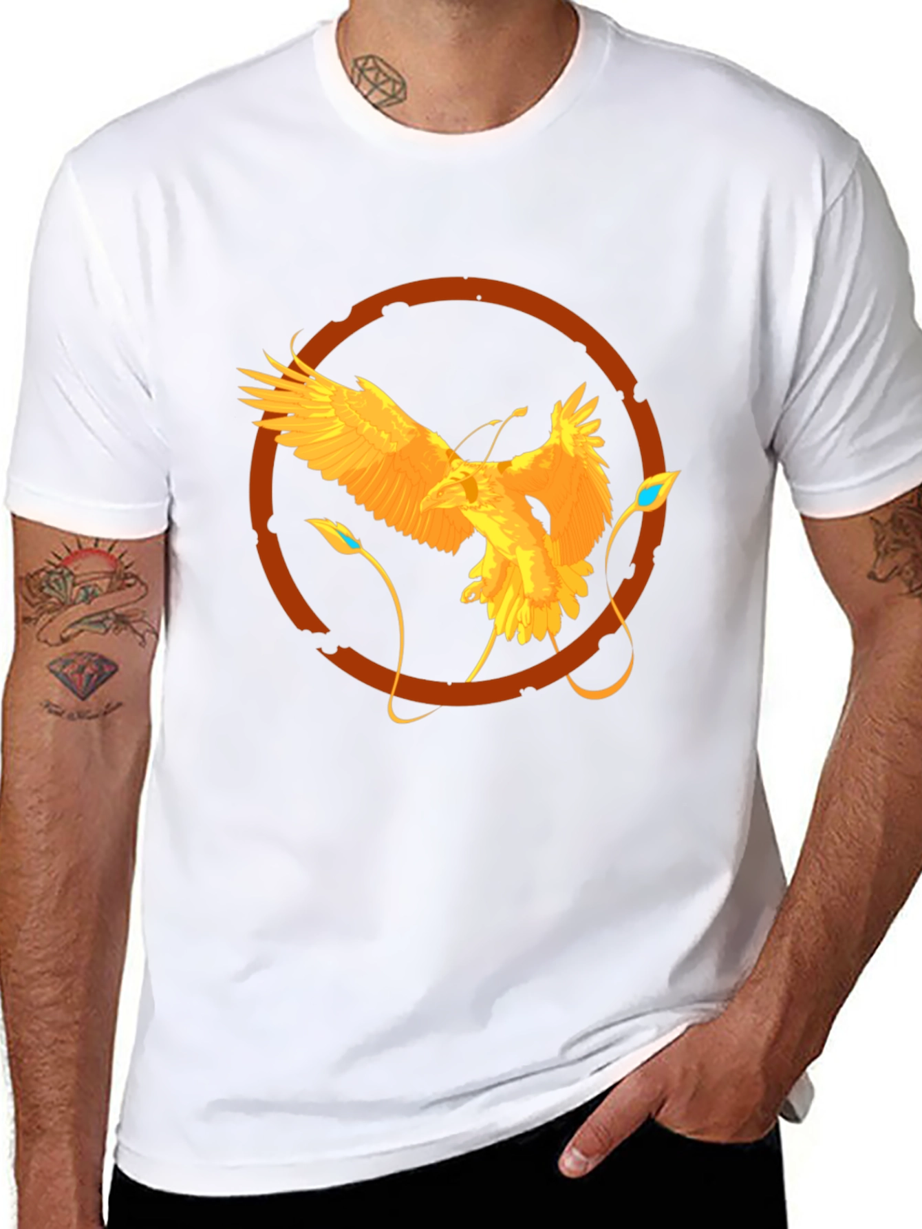 Raven Circle Graphic Tee - Stylish Mens Black T-Shirt