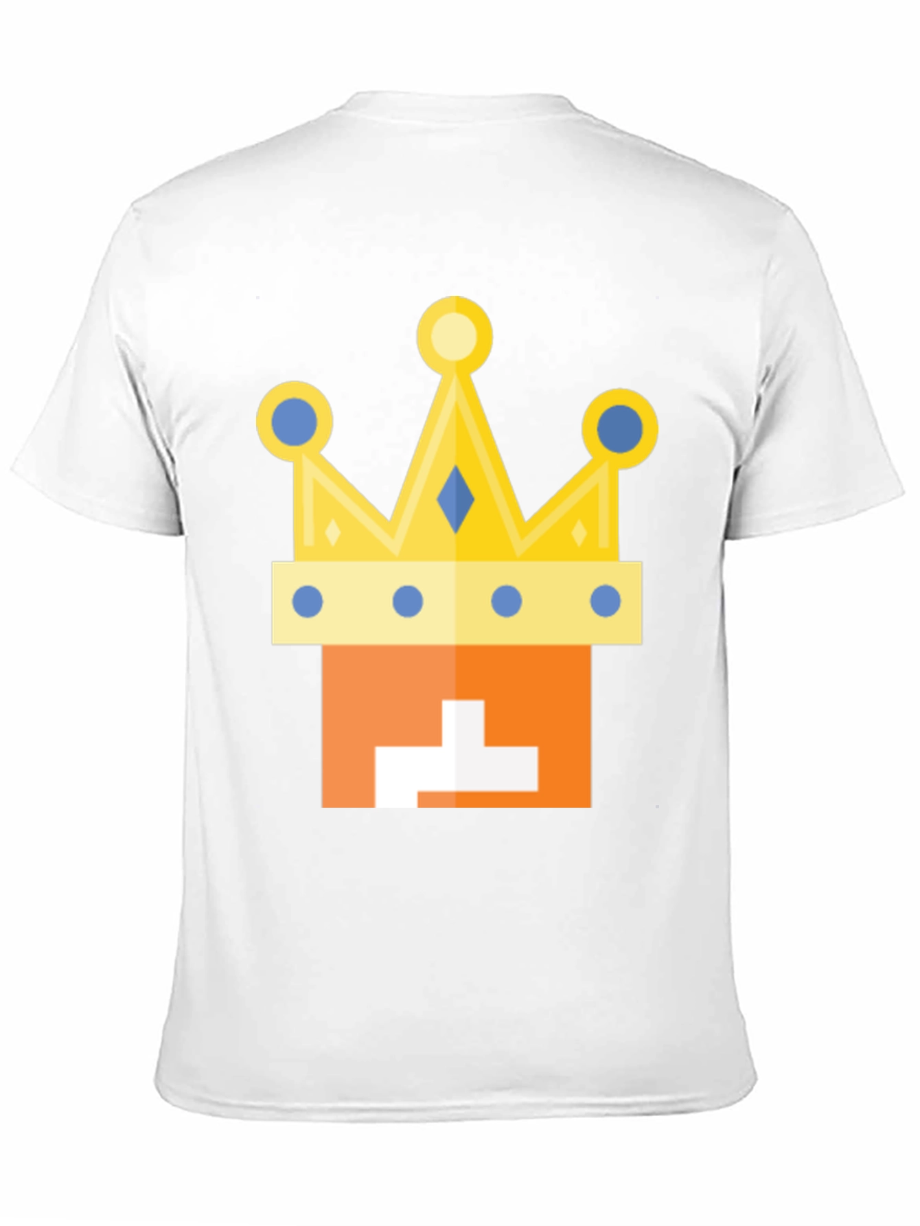 Kingly Tee: Orange Block Head with Crown T-Shirt