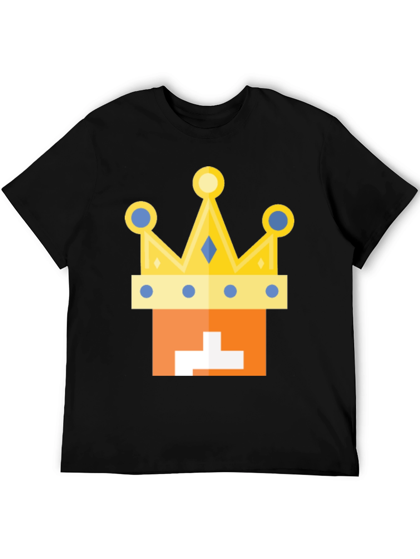 Kingly Tee: Orange Block Head with Crown T-Shirt