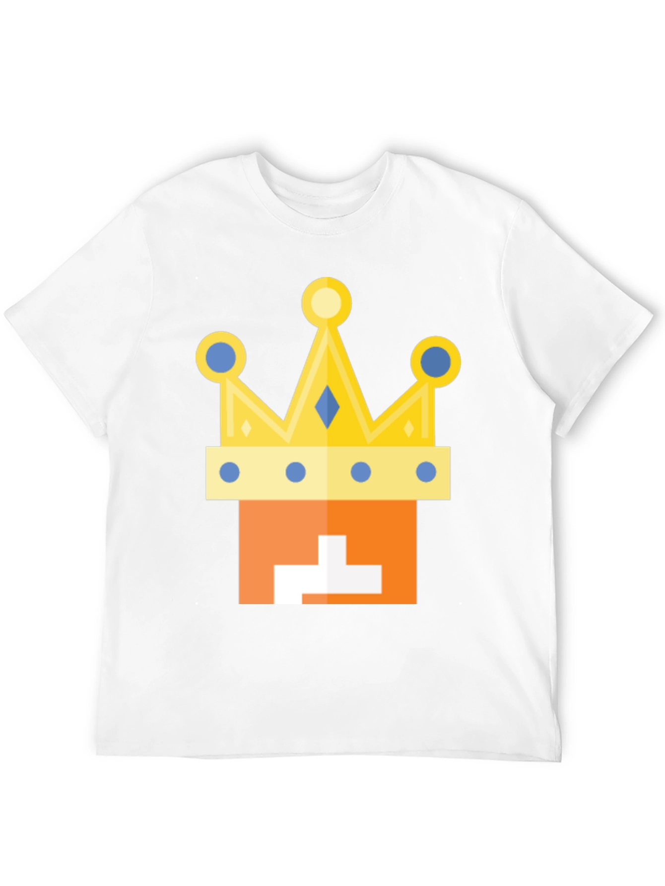 Kingly Tee: Orange Block Head with Crown T-Shirt