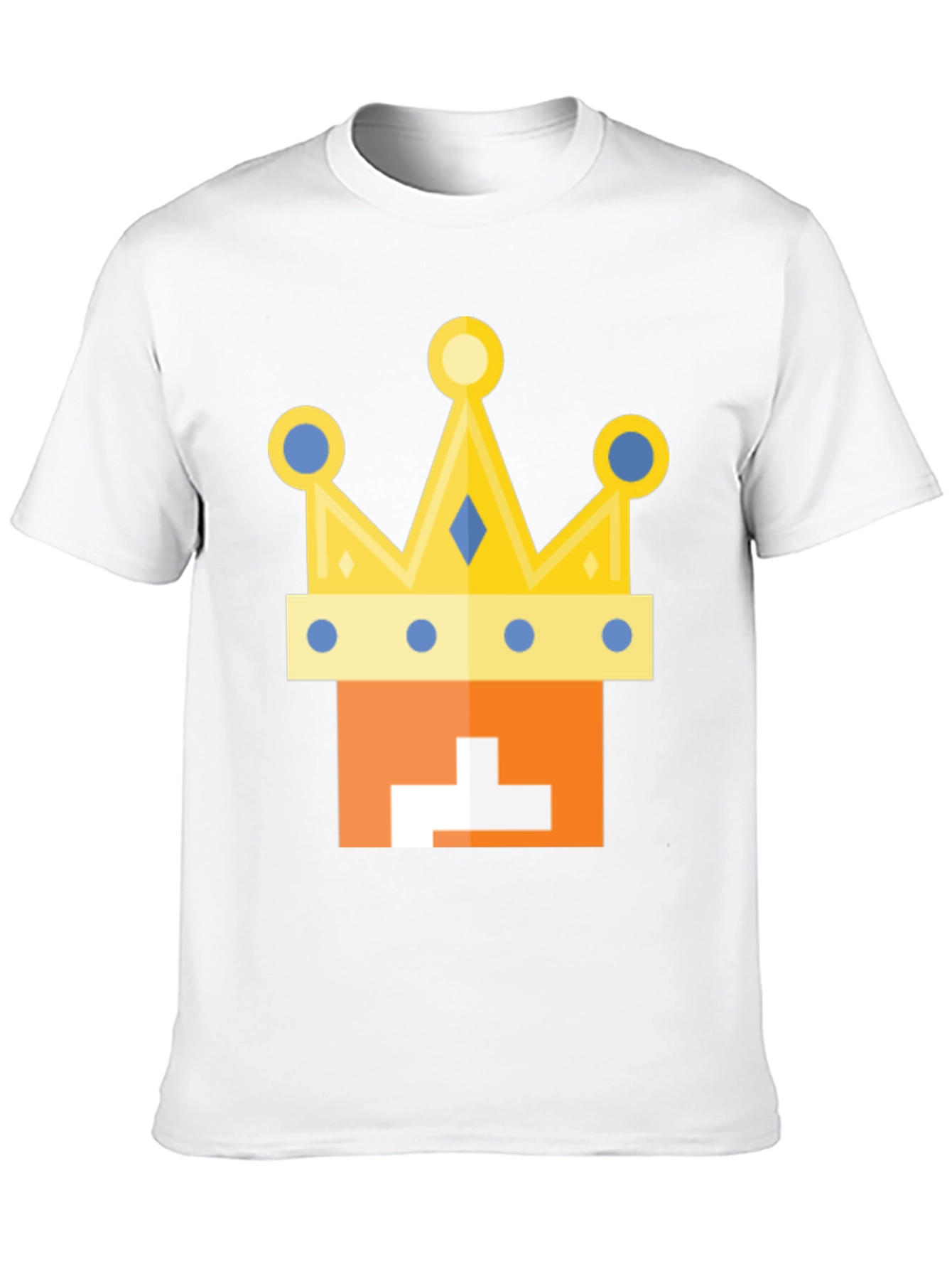 Kingly Tee: Orange Block Head with Crown T-Shirt