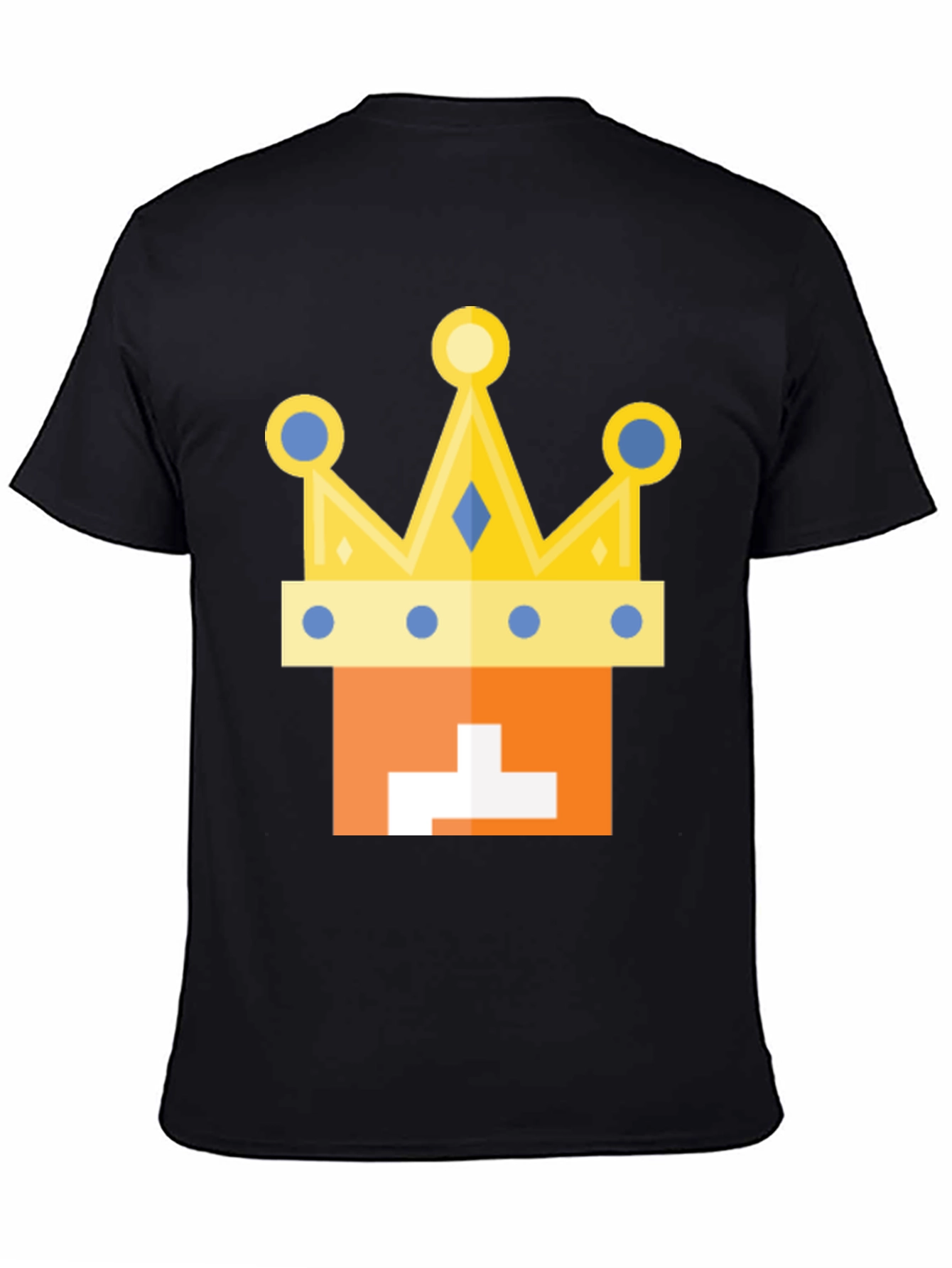 Kingly Tee: Orange Block Head with Crown T-Shirt