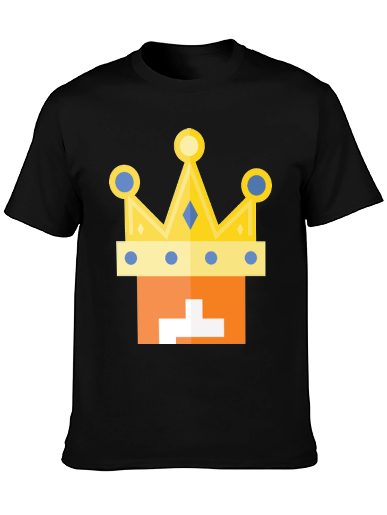 Kingly Tee: Orange Block Head with Crown T-Shirt