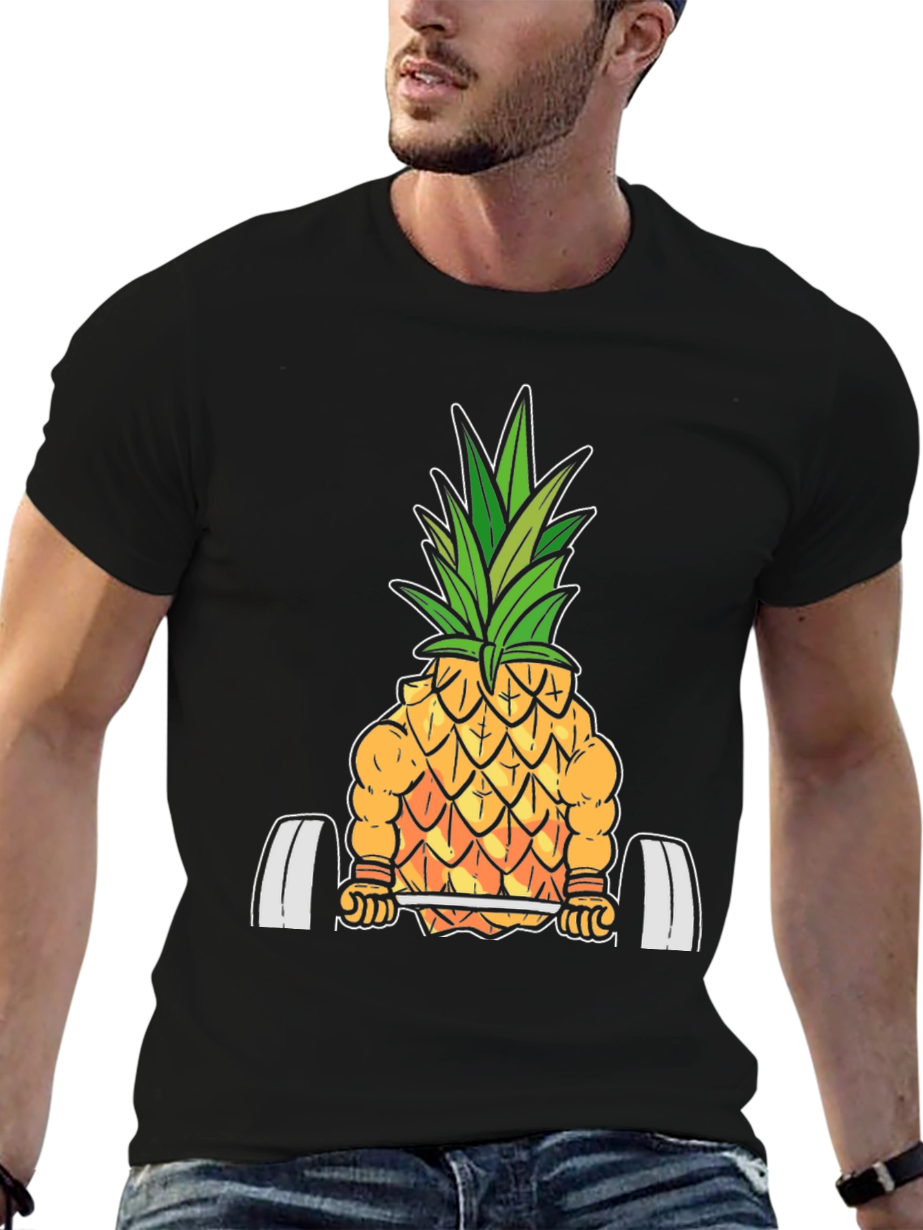 Funny Pineapple Bodybuilder Graphic T-Shirt